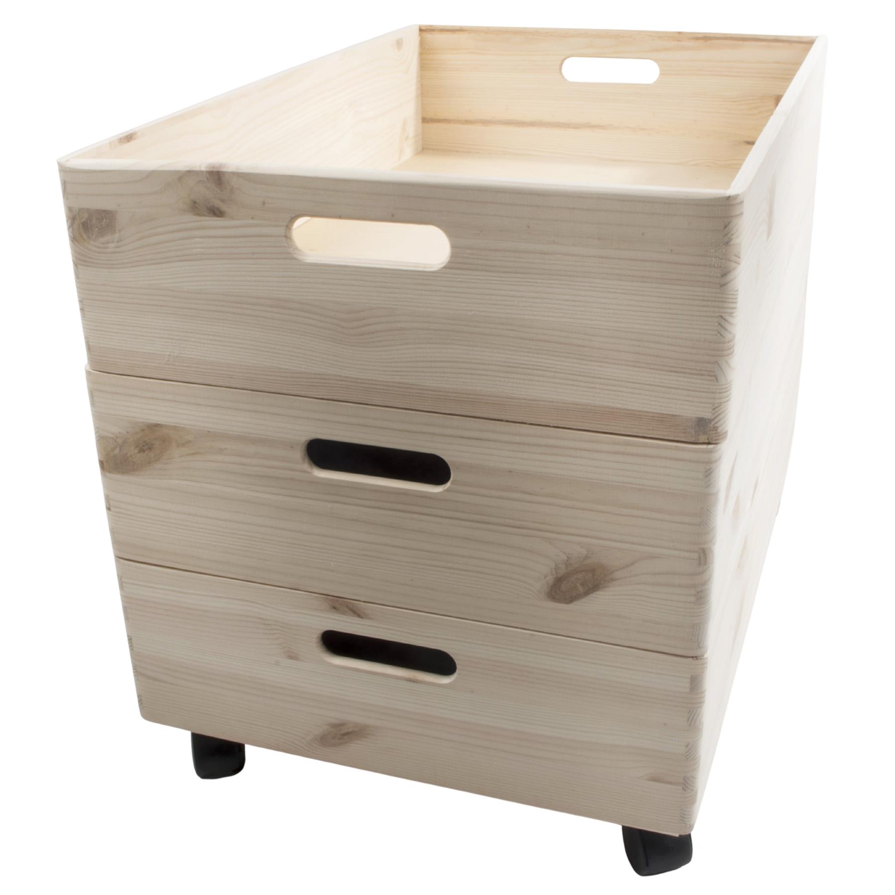 Choice of Plain Stacking Extra Large Shallow Wooden Open Crates Boxes on Wheels - Picture 26 of 45
