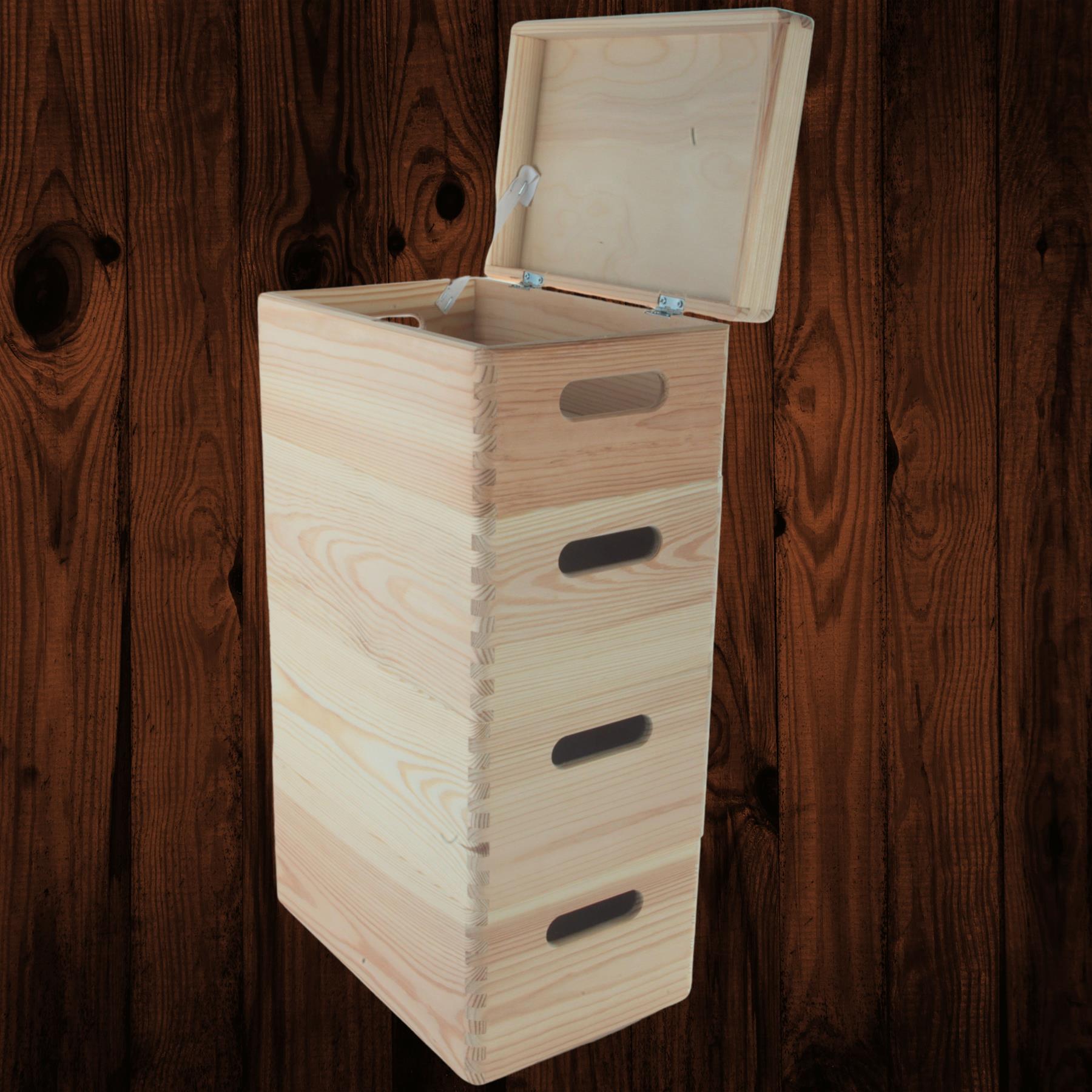 Wooden Stacking Storage Boxes Narrow Small Spaces Bathroom Kitchen Slim Crates - Picture 26 of 61
