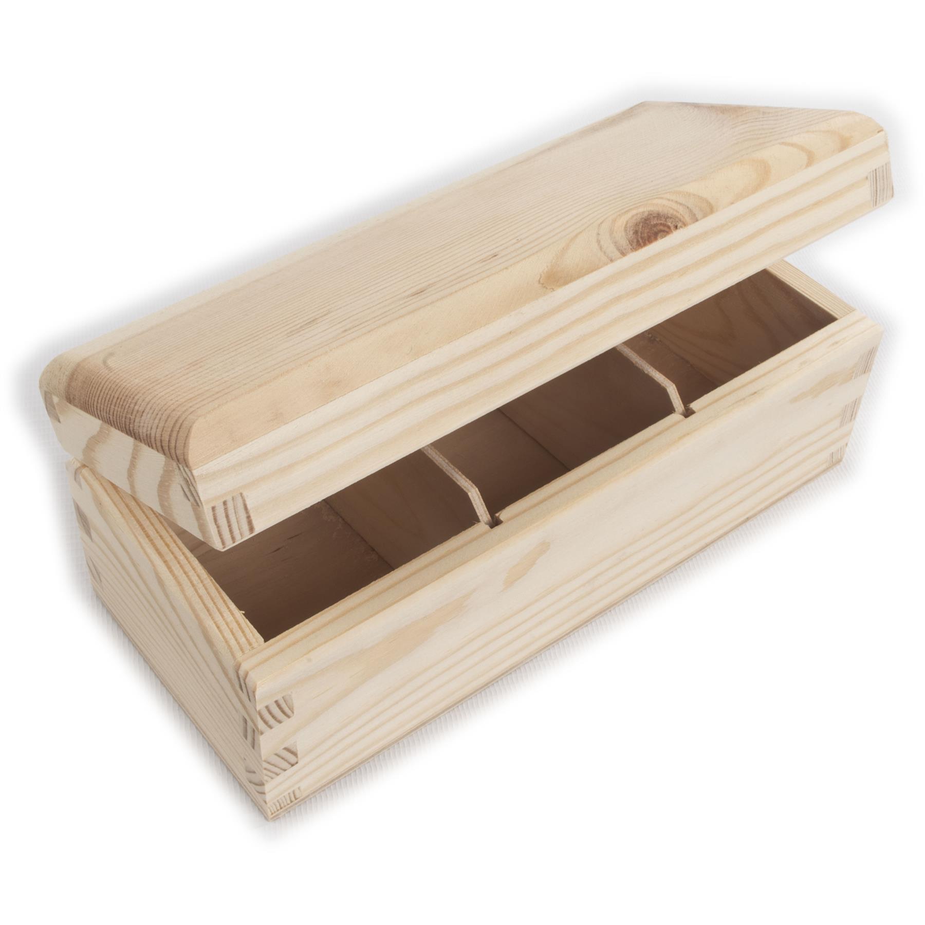 Plain Pine Wood Compartment Boxes with Nicely Rounded Lid | Decoupage Decorate - Picture 21 of 28