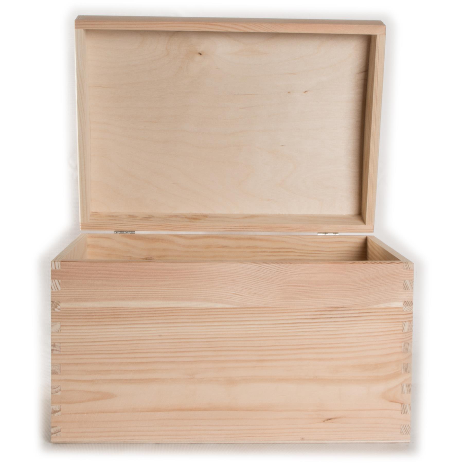 Plain Pine Wood Decorative Treasure Chest with Curved Lid Keepsake