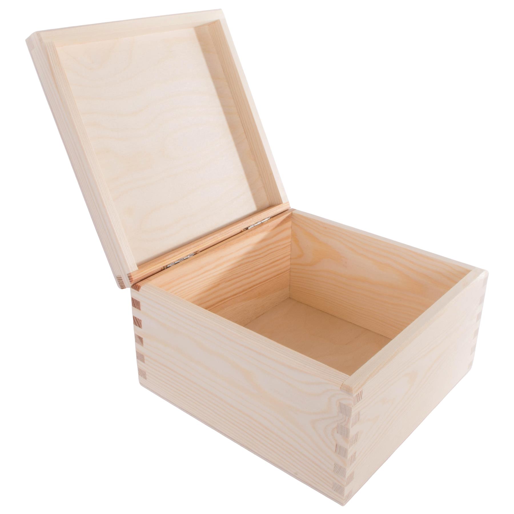 Square Wooden Lid Boxes | Plain Pine for Craft | Keepsake Trinket Memory Storage - Picture 161 of 238