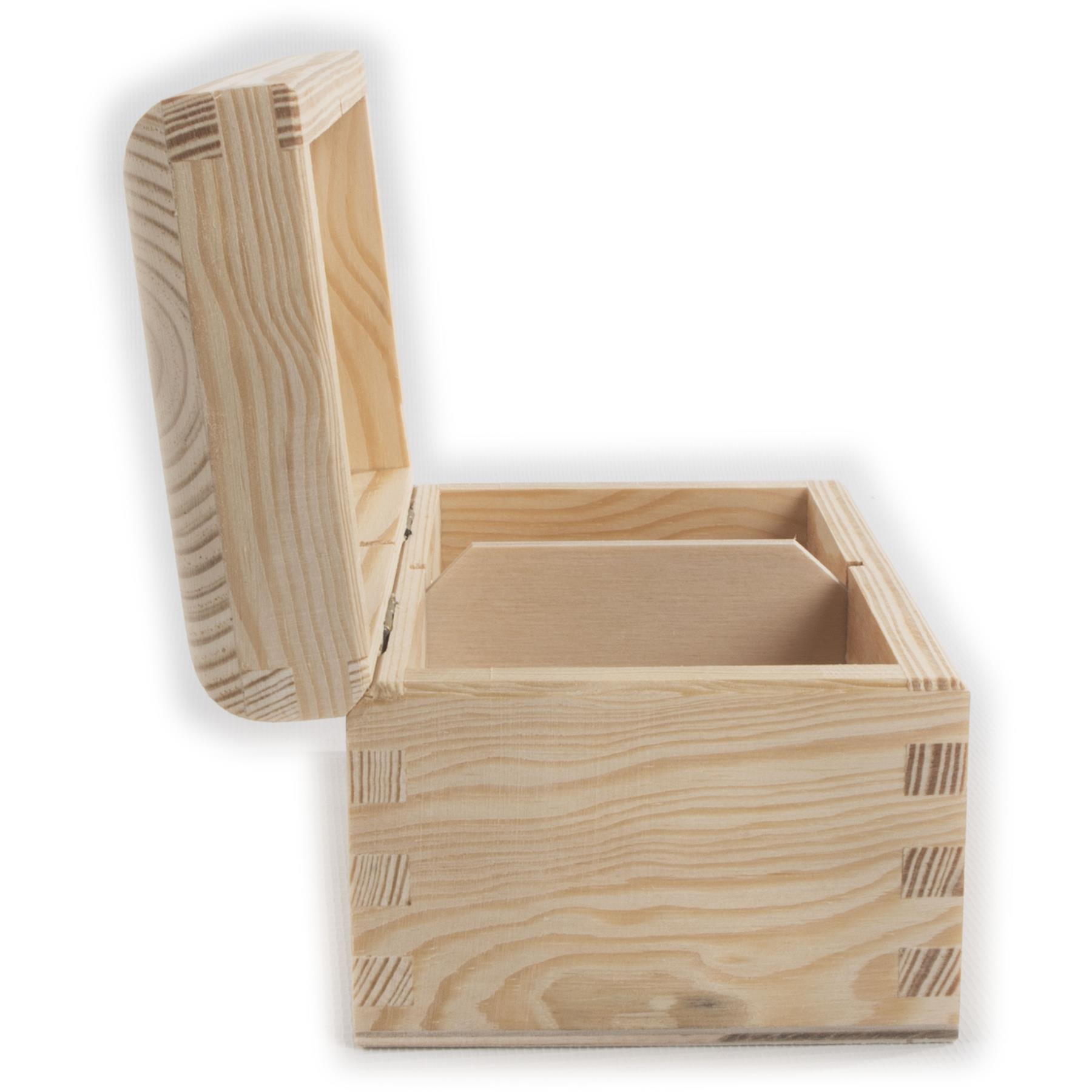 Plain Pine Wood Compartment Boxes with Nicely Rounded Lid | Decoupage Decorate - Picture 14 of 28
