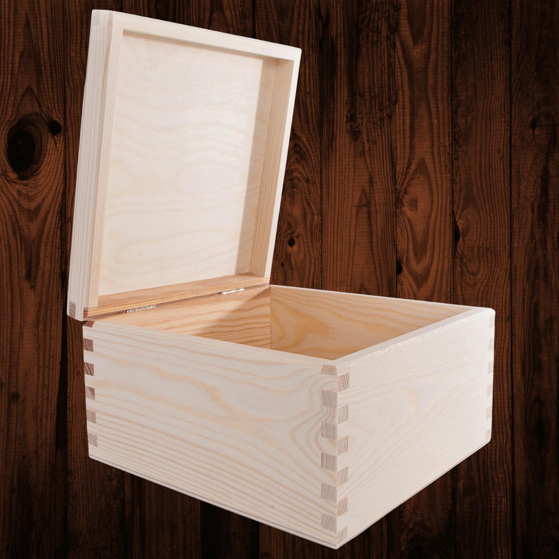 Square Wooden Lid Boxes | Plain Pine for Craft | Keepsake Trinket Memory Storage - Picture 159 of 238