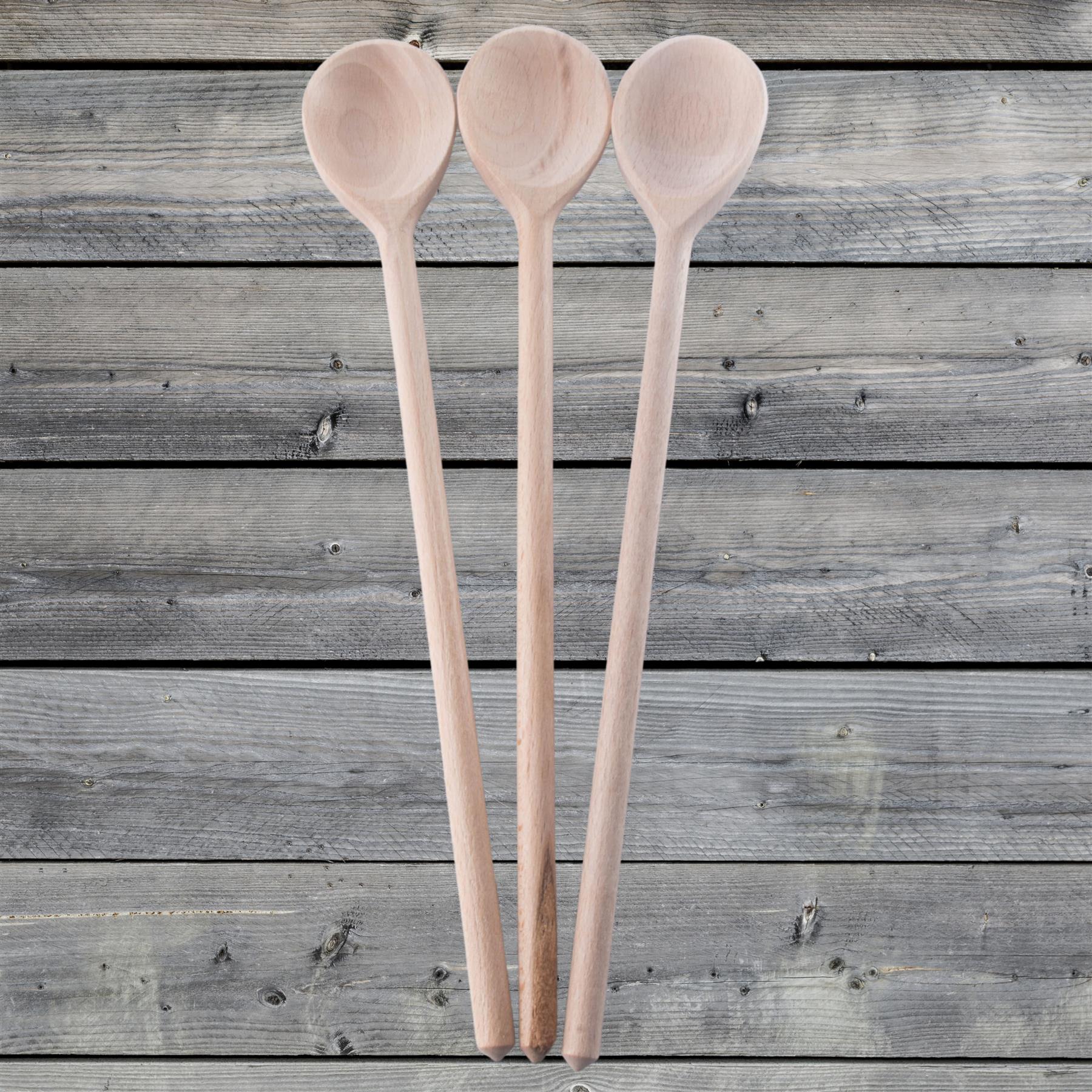 Long Narrow Wooden Spoon 29cm (11") Beechwood Non-Stick Cooking Kitchen Turner - Picture 22 of 40