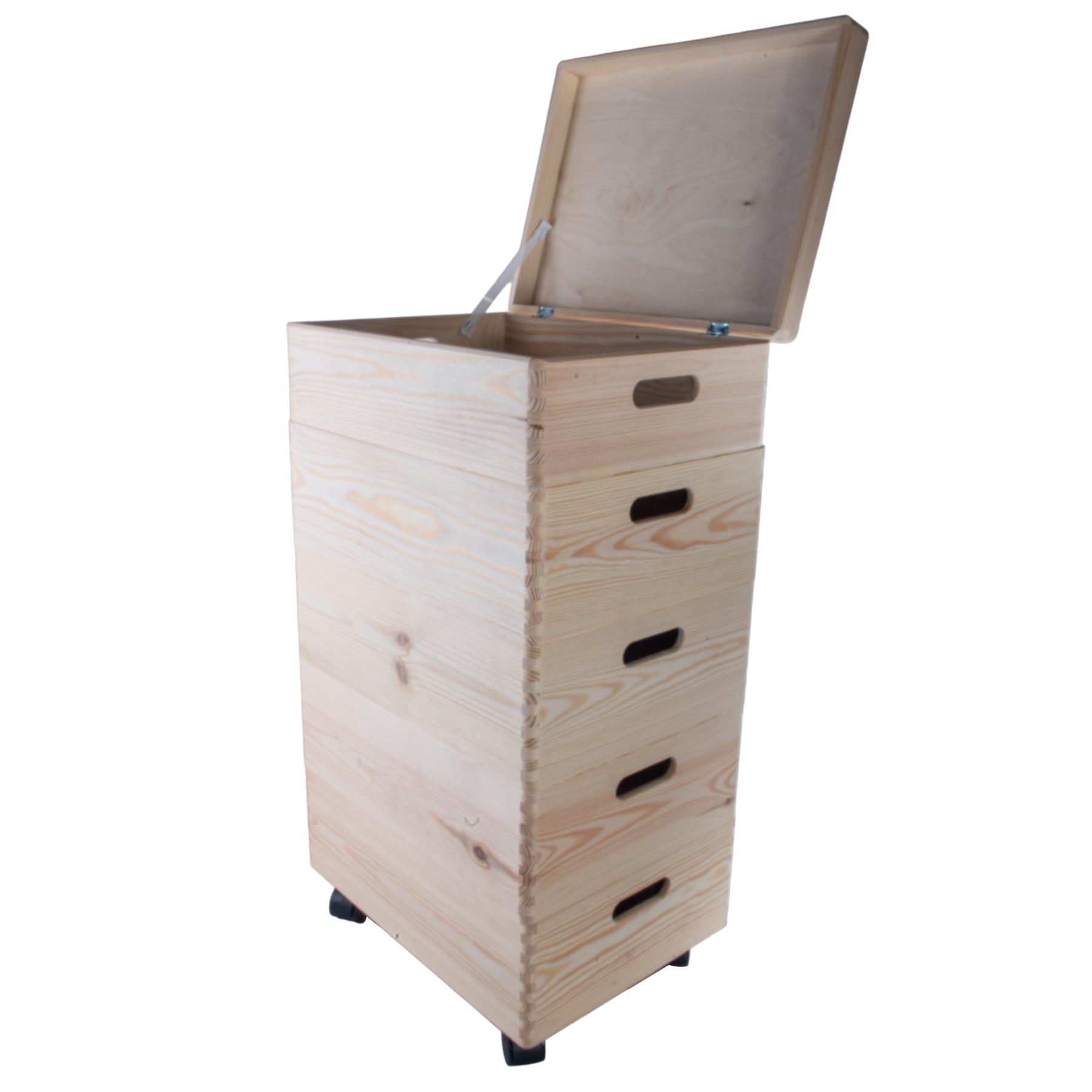 2-6 Stufen Kiefer stapelbar Holz Aufbewahrungsboxen Deckel Räder | Einfach Unlackiert Zum Selbermachen - Bild 28 von 41