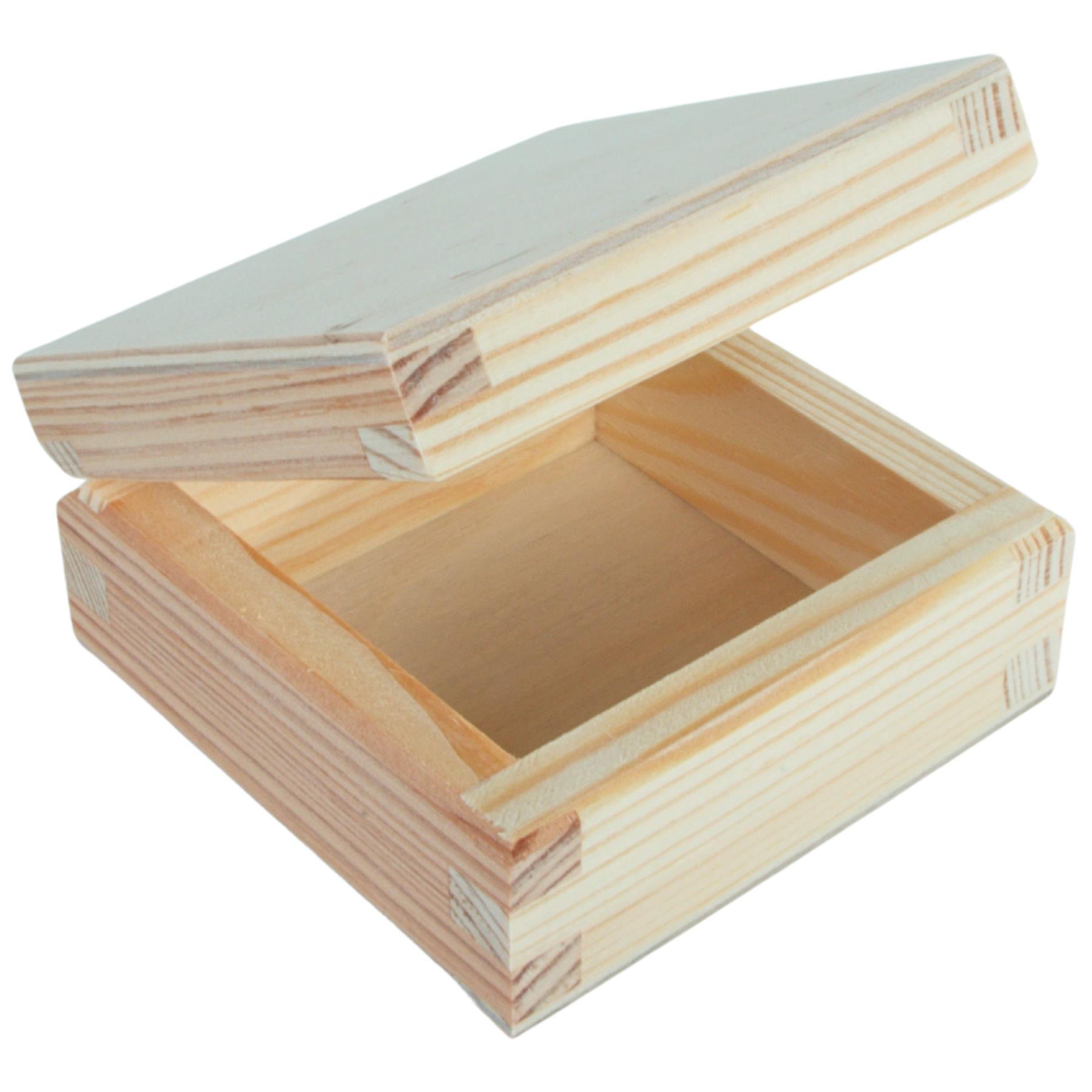 Cajas cuadradas con tapa de madera | Pino liso para artesanía | Almacenamiento de memoria de baratija de recuerdo - Imagen 7 de 244