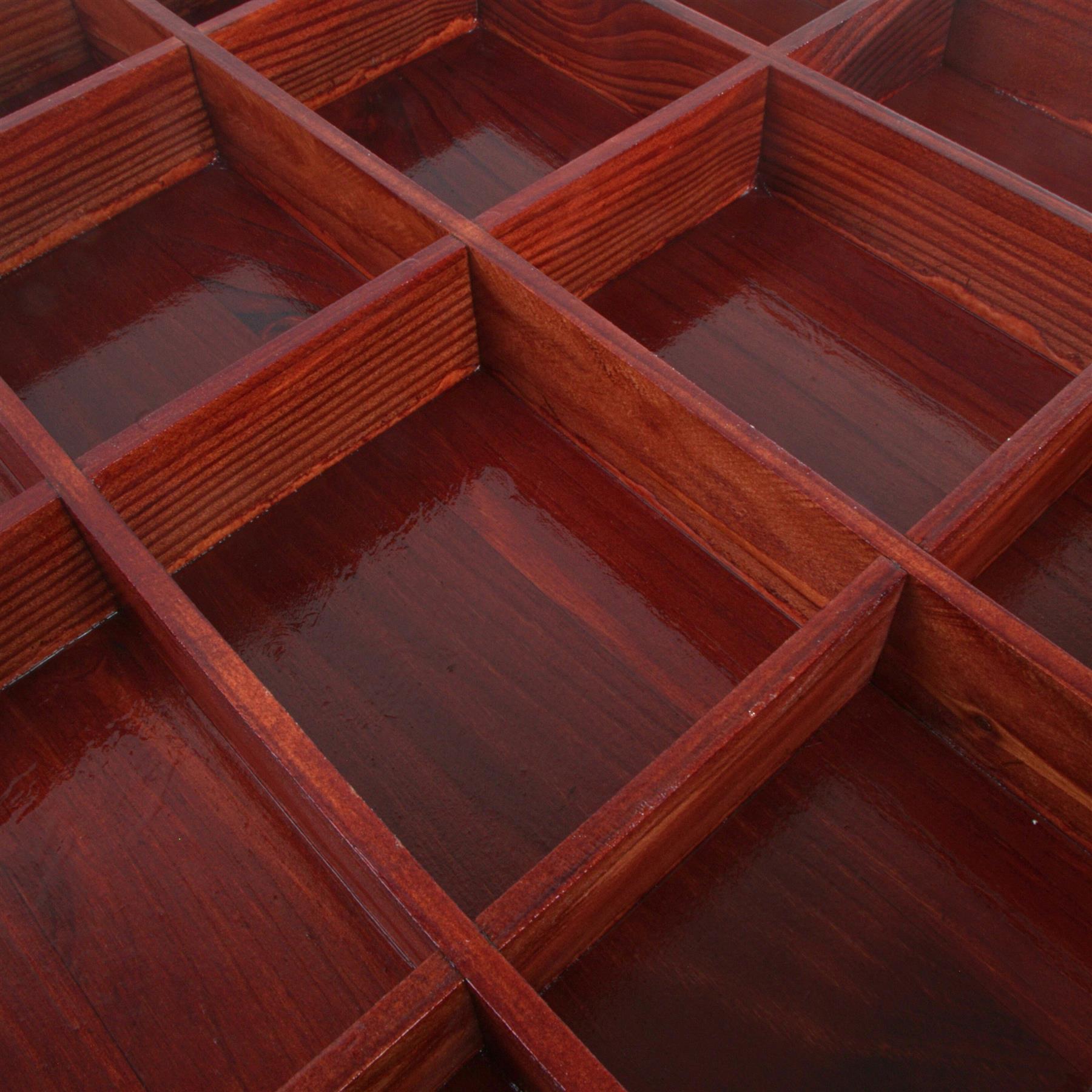 Wooden Display Cabinet Wall Trinket Shelf Tray 28 Compartments Choice of Colours - Picture 36 of 48