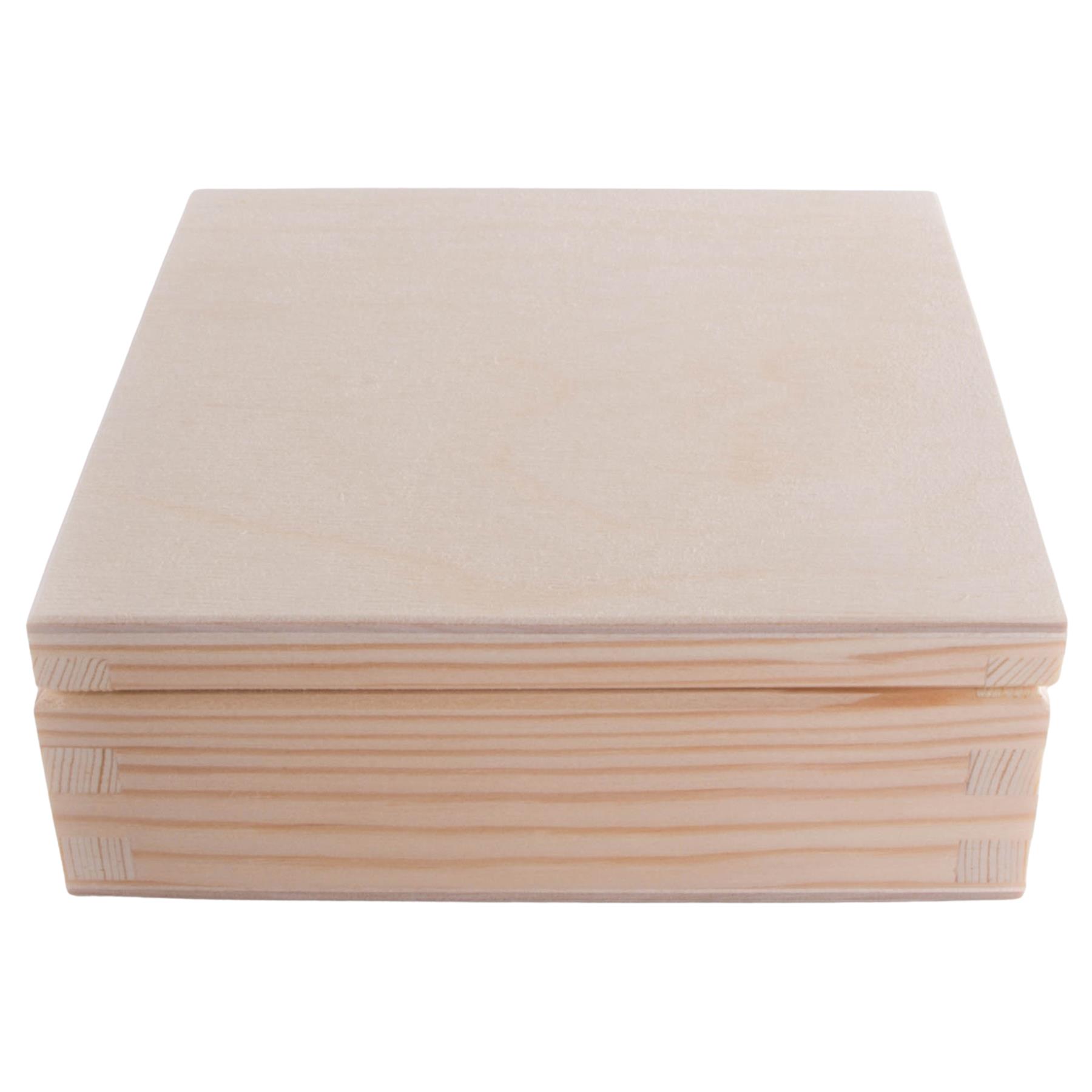 Square Wooden Lid Boxes | Plain Pine for Craft | Keepsake Trinket Memory Storage - Picture 73 of 238