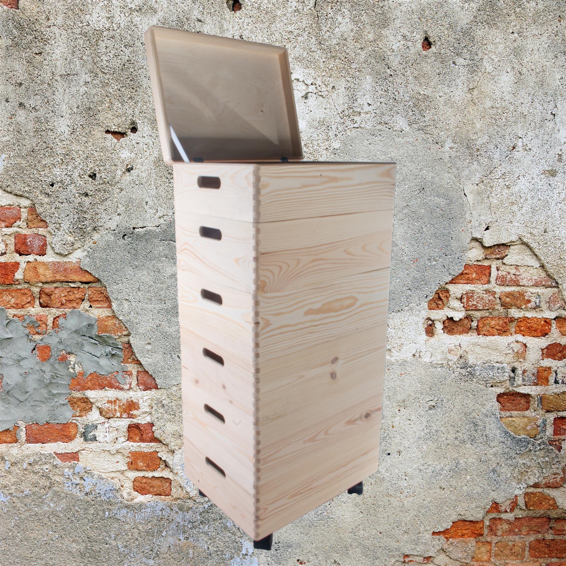 2-6 Stufen Kiefer stapelbar Holz Aufbewahrungsboxen Deckel Räder | Einfach Unlackiert Zum Selbermachen - Bild 41 von 41