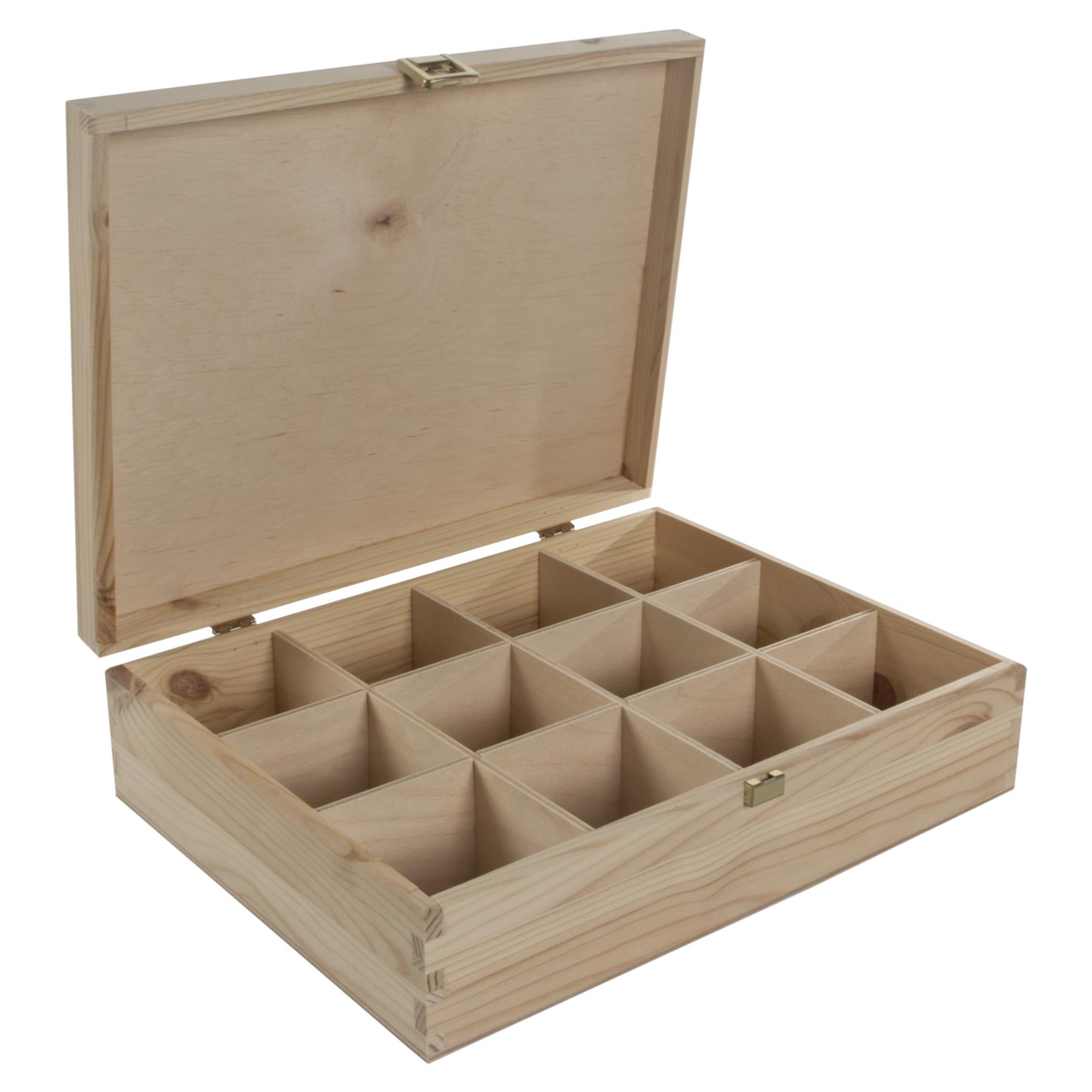 Decorative Natural Real Pinewood Boxes | Removable Dividers | 6/8/12 Sections - Picture 37 of 37