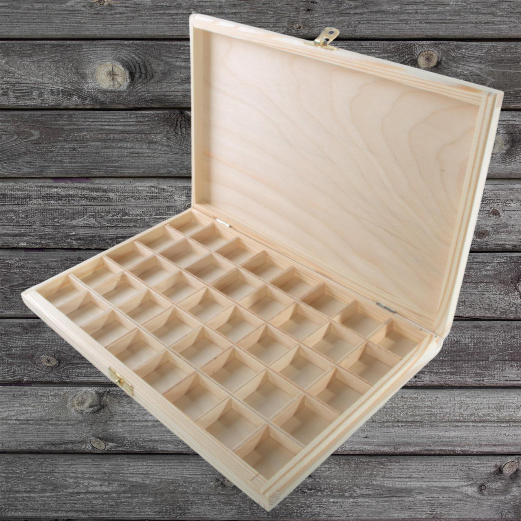 Wooden 40/50/70 Grids Gemstone Bead Jewellery Boxes Removable Dividers Organiser - Picture 15 of 48