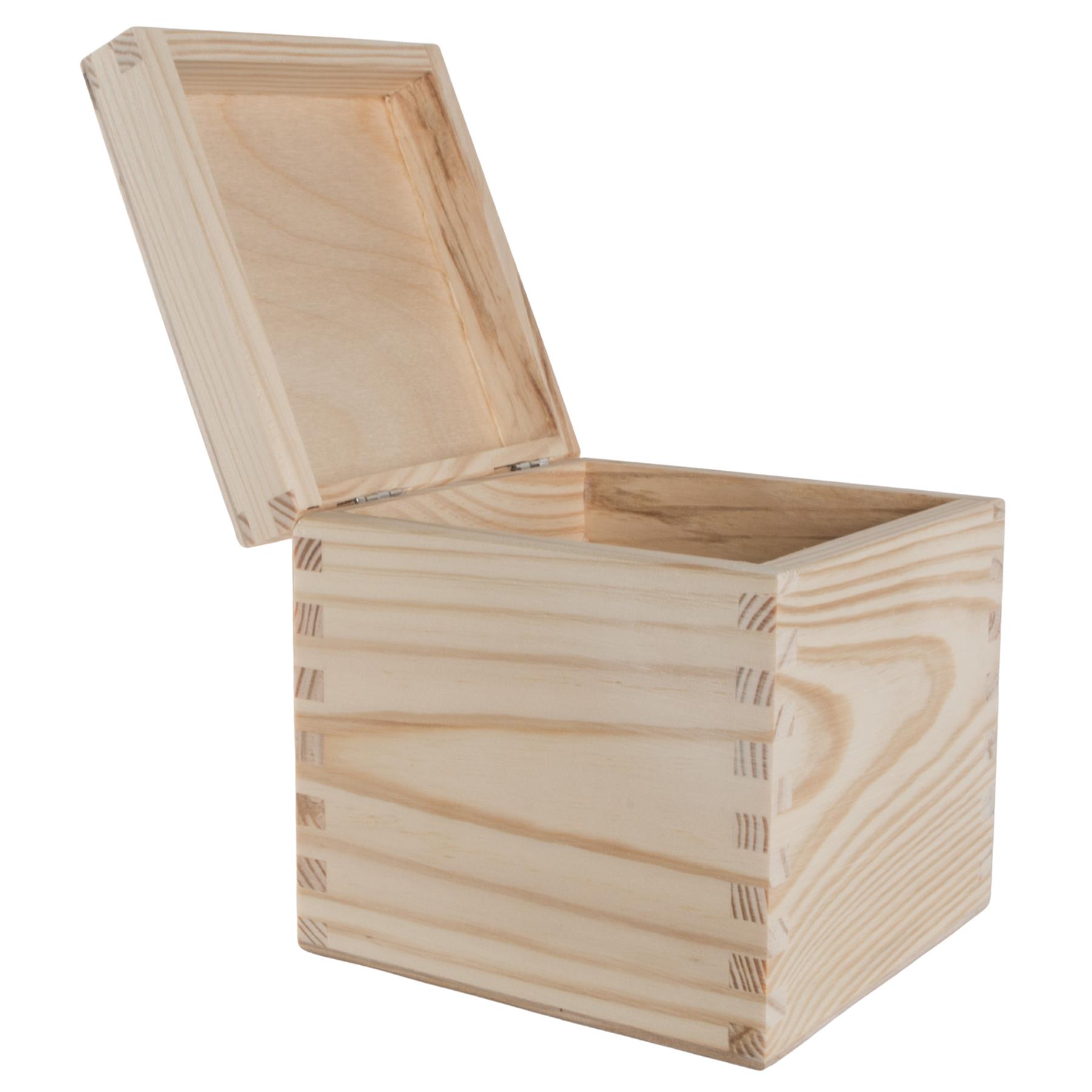 Square Wooden Lid Boxes | Plain Pine for Craft | Keepsake Trinket Memory Storage - Picture 64 of 238