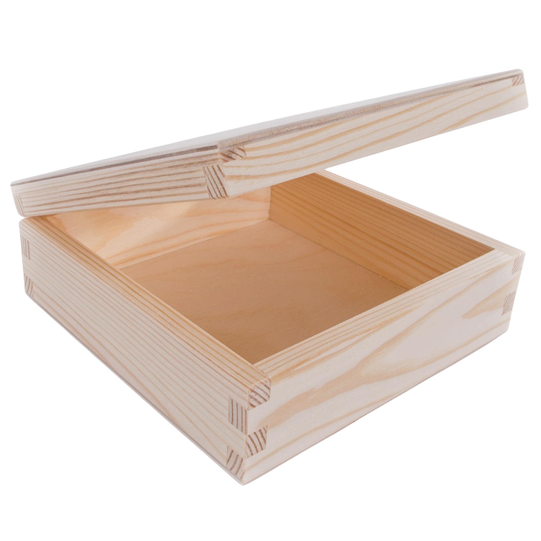 Square Wooden Lid Boxes | Plain Pine for Craft | Keepsake Trinket Memory Storage - Picture 106 of 238