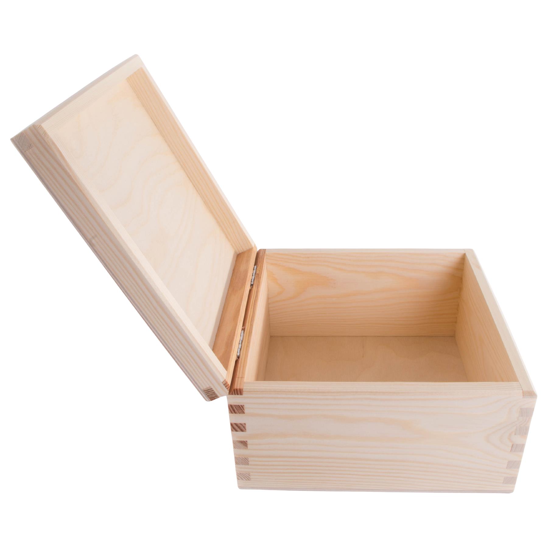 Square Wooden Lid Boxes | Plain Pine for Craft | Keepsake Trinket Memory Storage - Picture 164 of 238