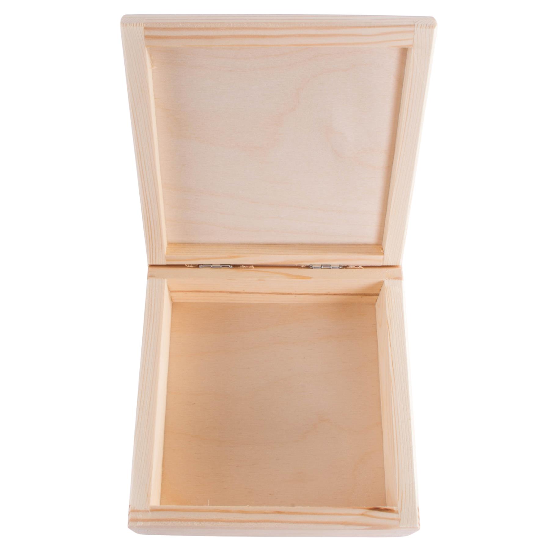 Square Wooden Lid Boxes | Plain Pine for Craft | Keepsake Trinket Memory Storage - Picture 75 of 238
