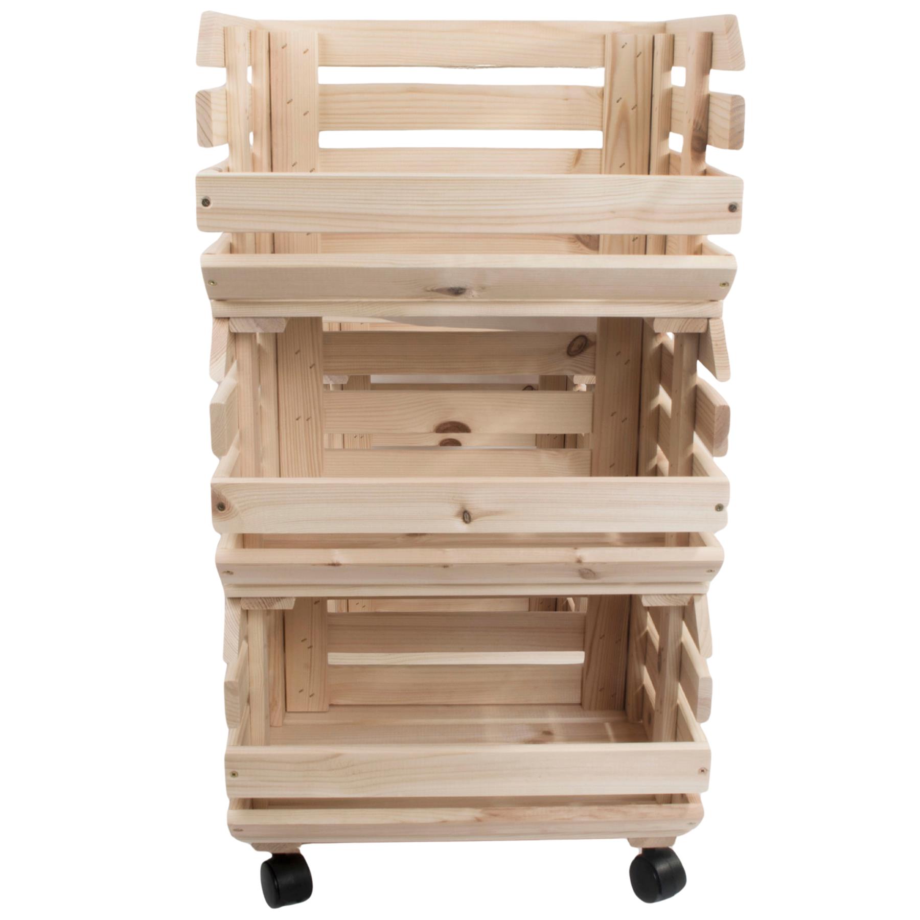 Wooden Unpainted Stackable Storage Box Crate Container Display Unit 1-3 Tier - Picture 40 of 49