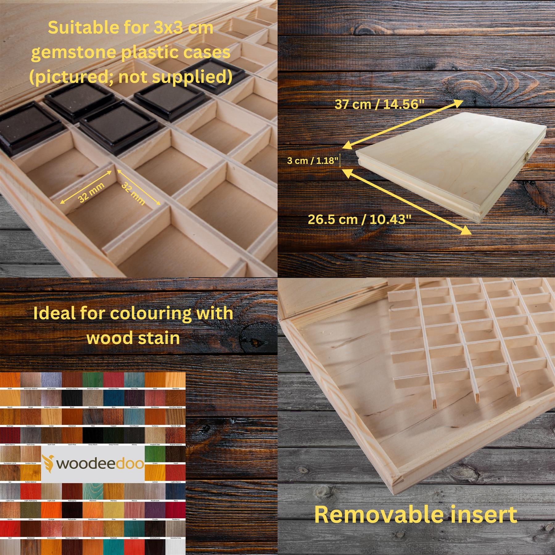 Wooden 40/50/70 Grids Gemstone Bead Jewellery Boxes Removable Dividers Organiser - Picture 28 of 48
