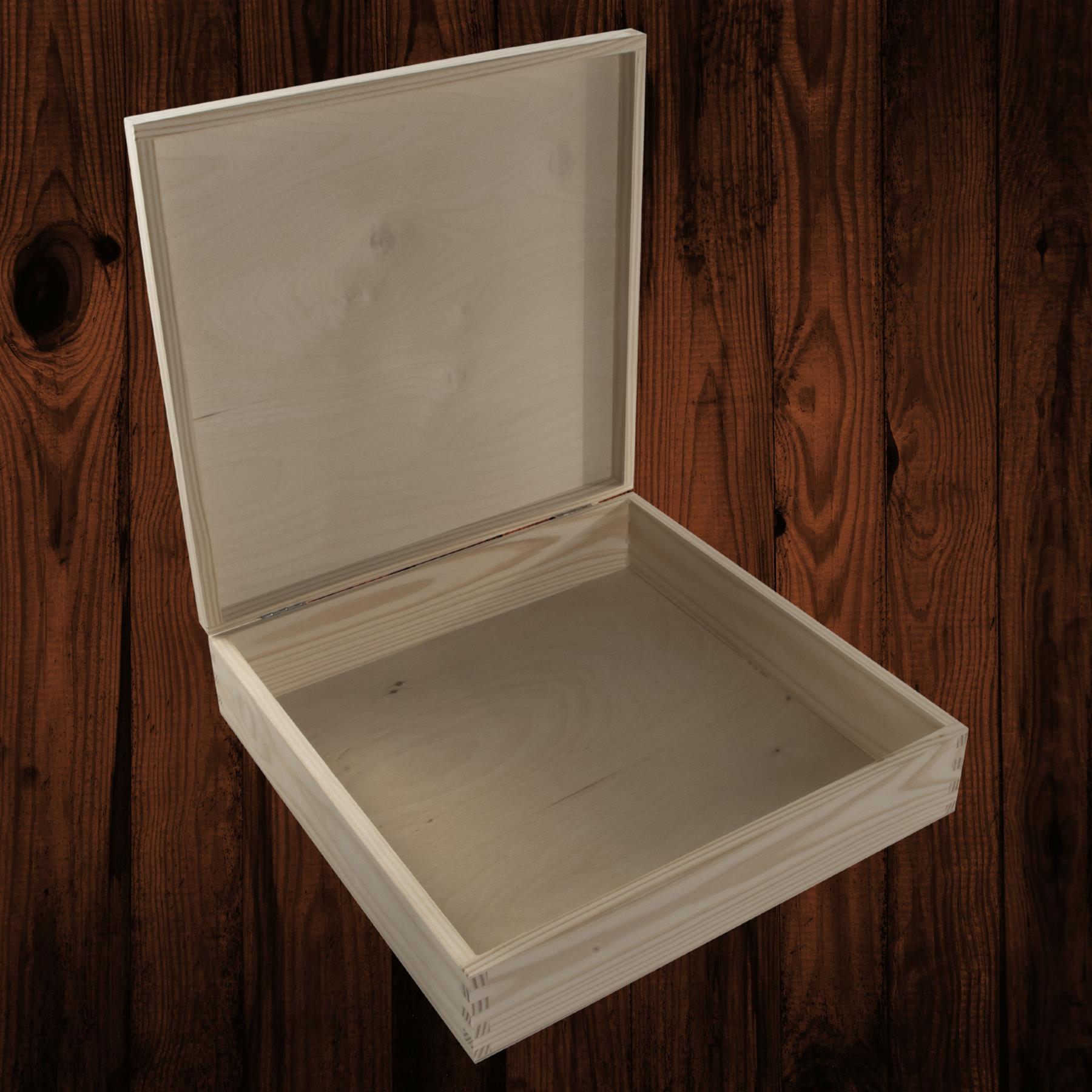 Square Wooden Lid Boxes | Plain Pine for Craft | Keepsake Trinket Memory Storage - Picture 191 of 238
