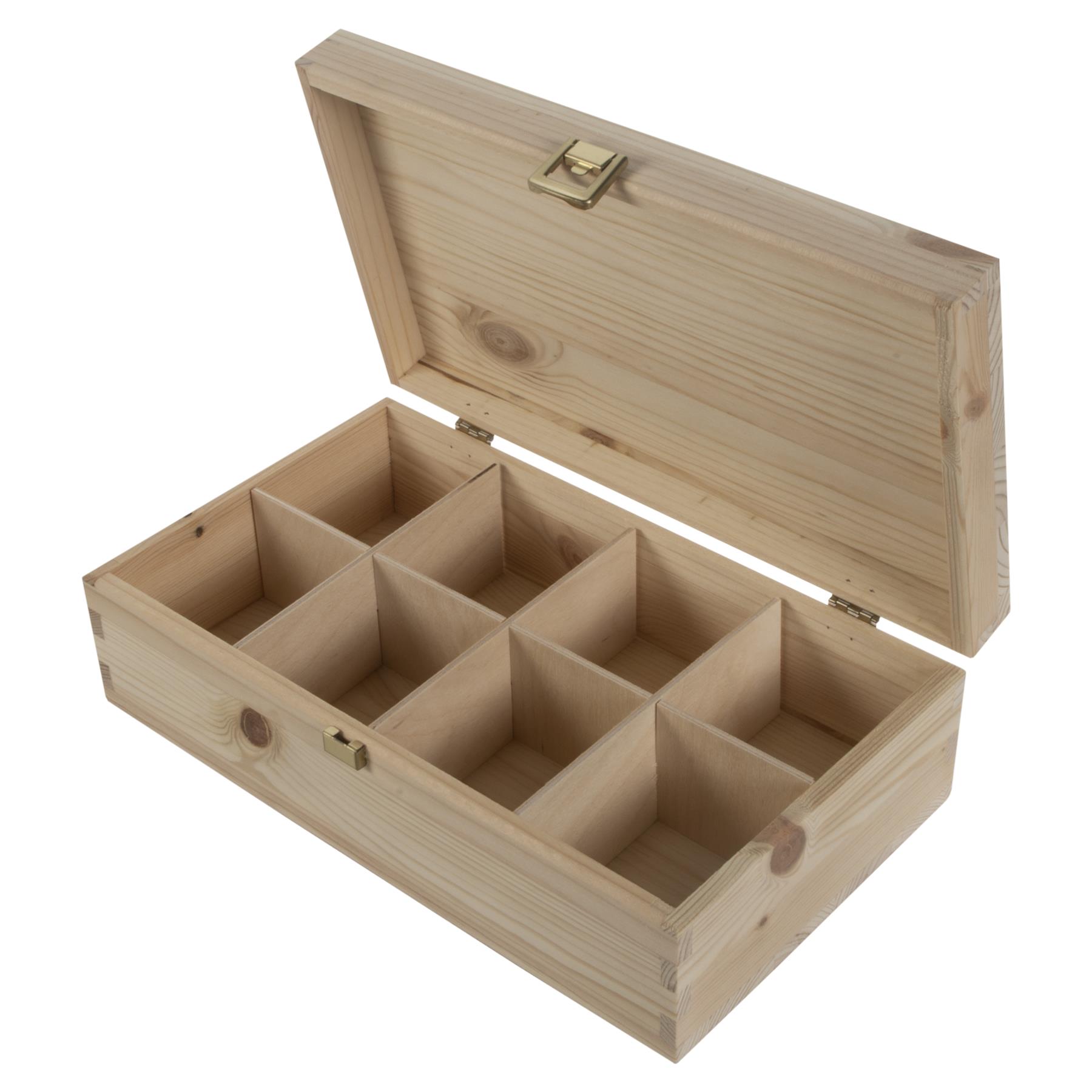 Decorative Natural Real Pinewood Boxes | Removable Dividers | 6/8/12 Sections - Picture 21 of 37