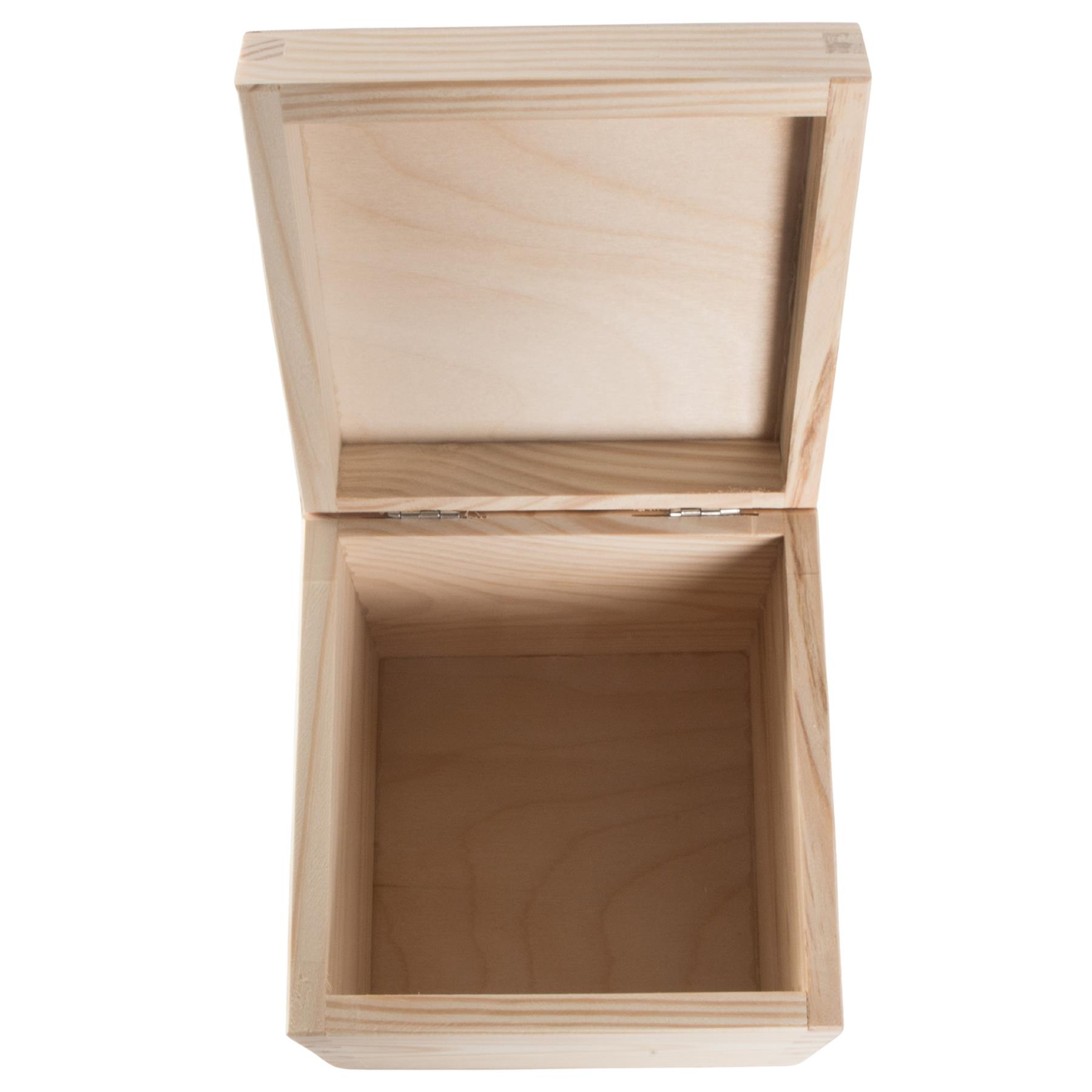 Square Wooden Lid Boxes | Plain Pine for Craft | Keepsake Trinket Memory Storage - Picture 63 of 238