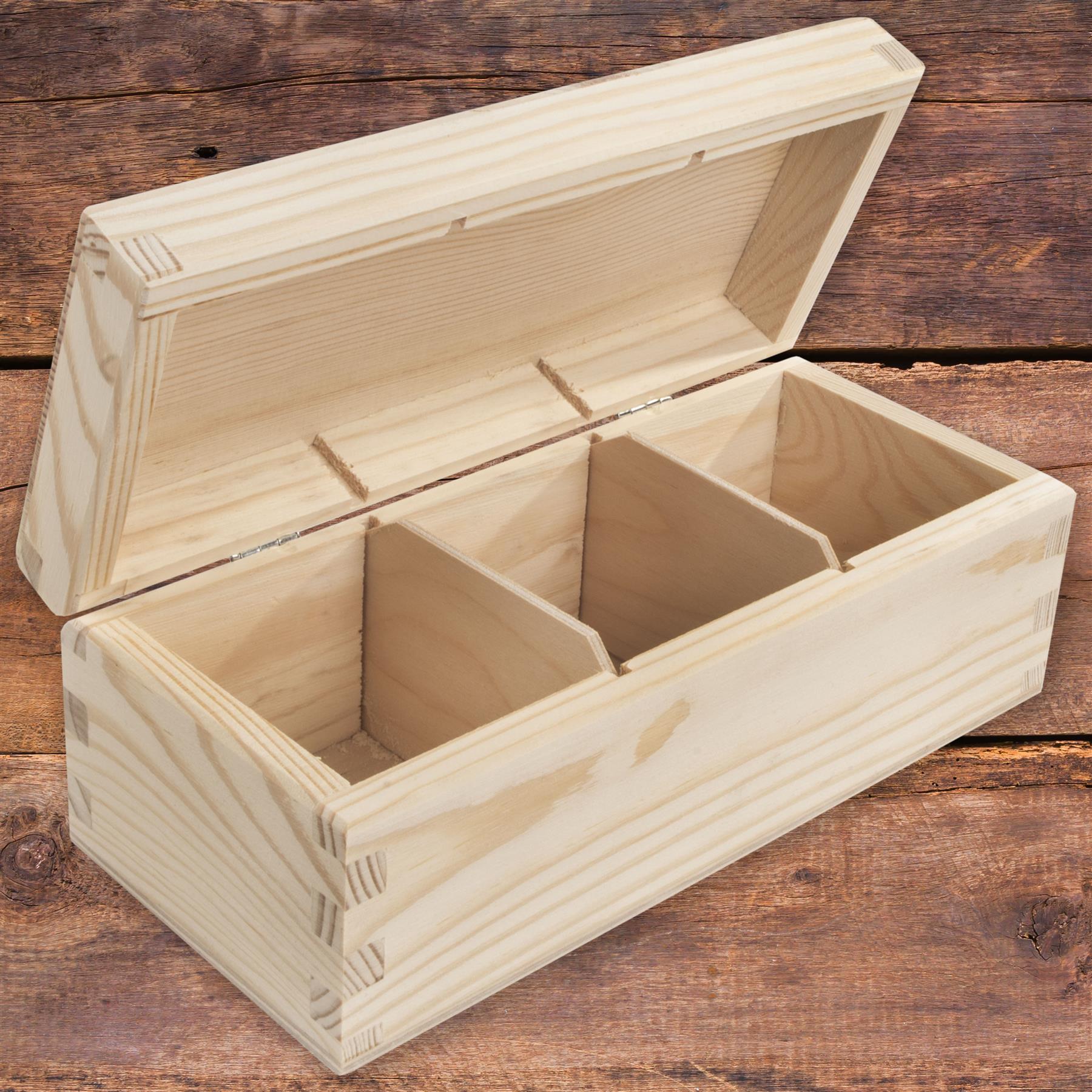 Plain Pine Wood Compartment Boxes with Nicely Rounded Lid | Decoupage Decorate - Picture 18 of 28