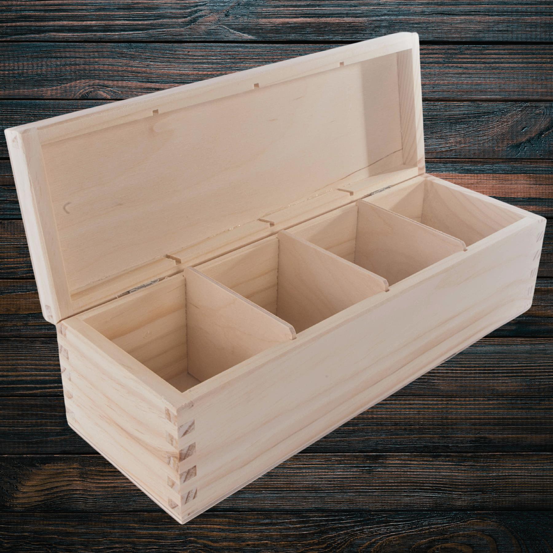 Holz Länglich Tee Box Ordnung Aufbewahrung Organizer Einfach Halter Etui 2-4 Fächer - Bild 43 von 48