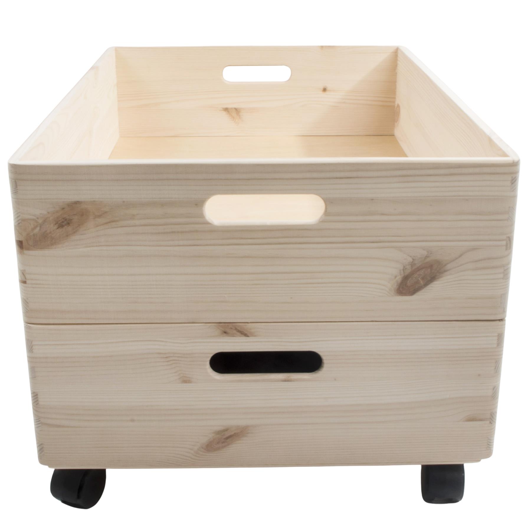 Choice of Plain Stacking Extra Large Shallow Wooden Open Crates Boxes on Wheels - Picture 14 of 45