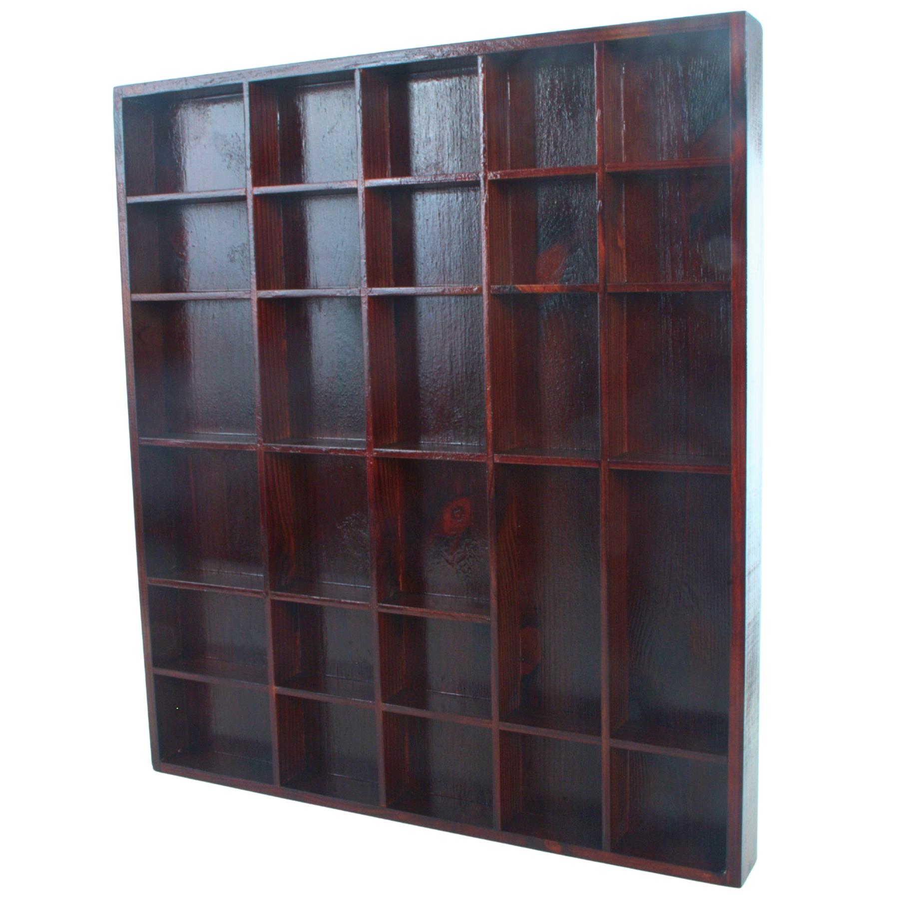 Wooden Display Cabinet Wall Trinket Shelf Tray 28 Compartments Choice of Colours - Picture 43 of 48