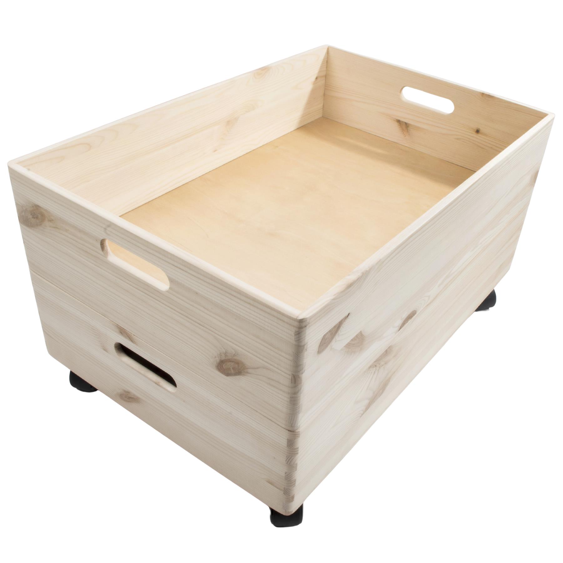 Choice of Plain Stacking Extra Large Shallow Wooden Open Crates Boxes on Wheels - Picture 16 of 45