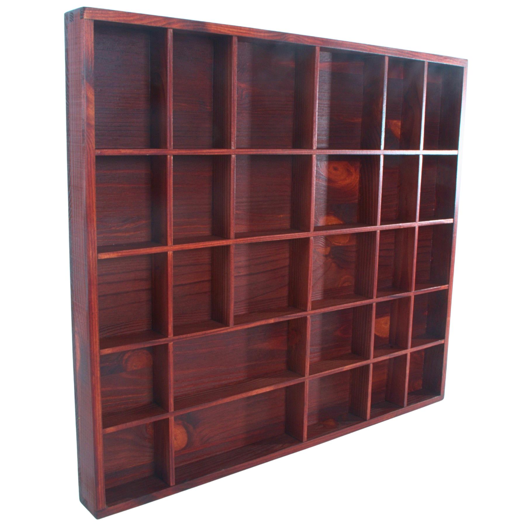 Wooden Display Cabinet Wall Trinket Shelf Tray 28 Compartments Choice of Colours - Picture 34 of 48