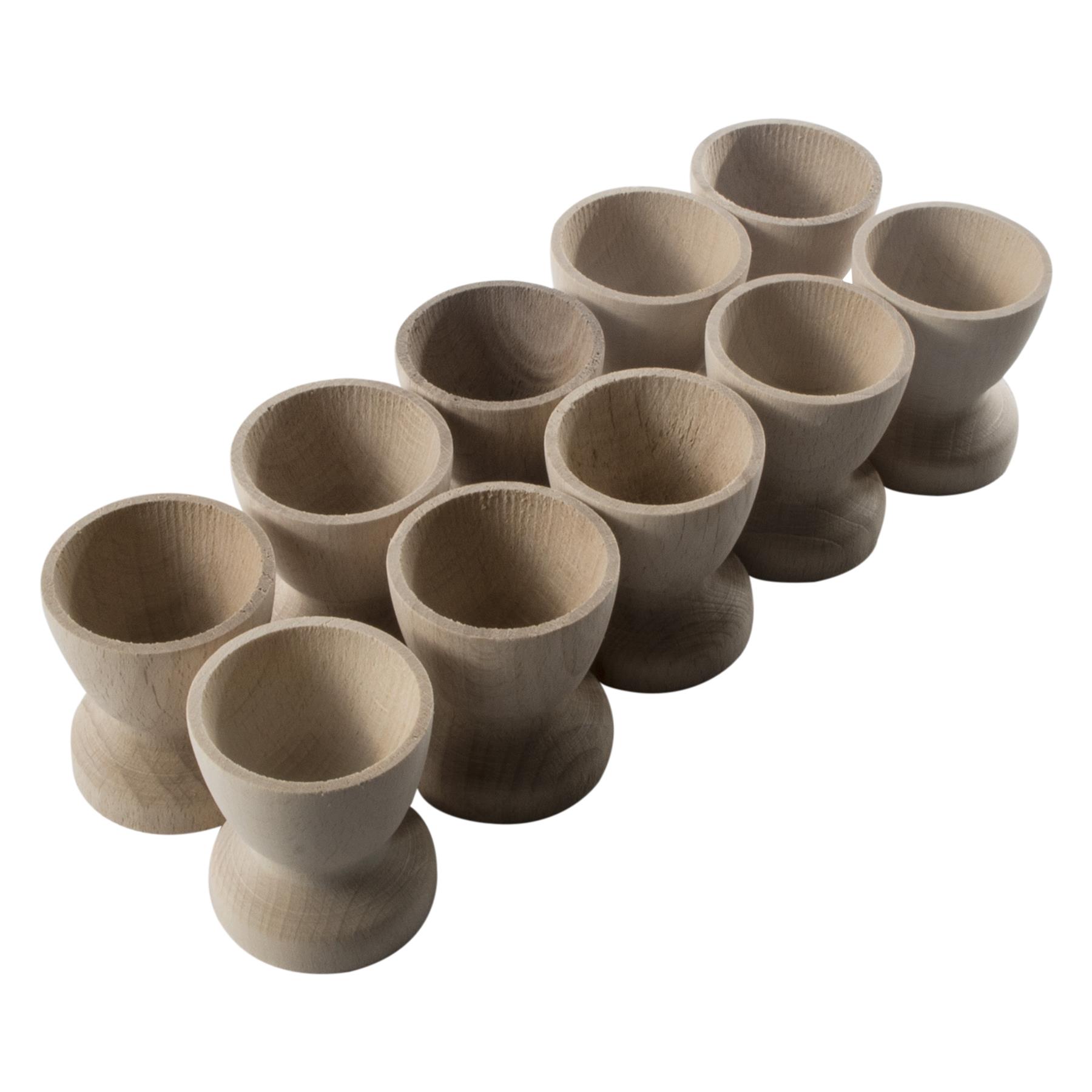 Clásico Tazas de Huevos de Madera Haya Natural Artesanía Desayuno Soporte de Boda - Imagen 19 de 25