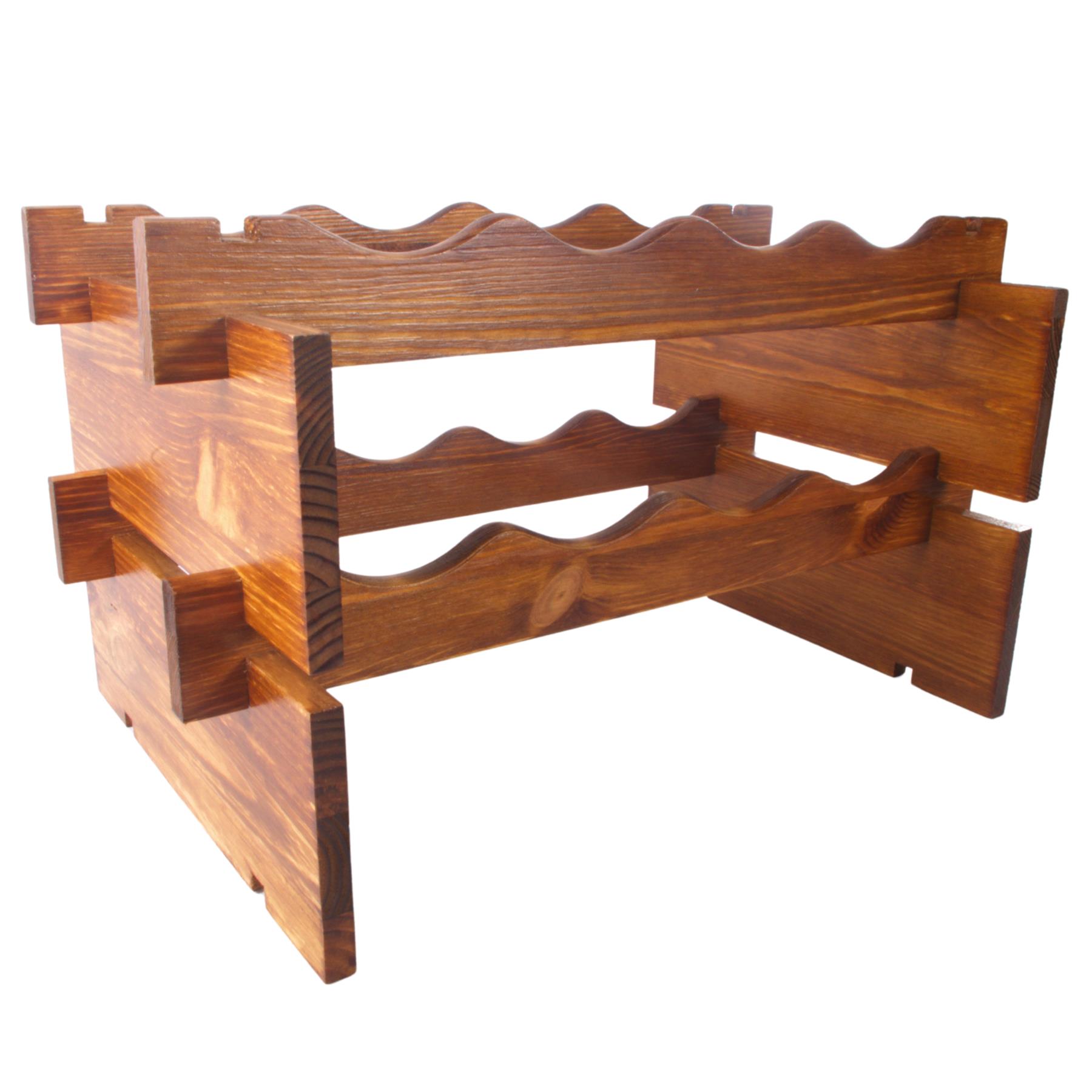 Weinregal aus Holz freistehend stapelbar modulare Wellenanzeige Flaschenhalter Regal - Bild 13 von 50