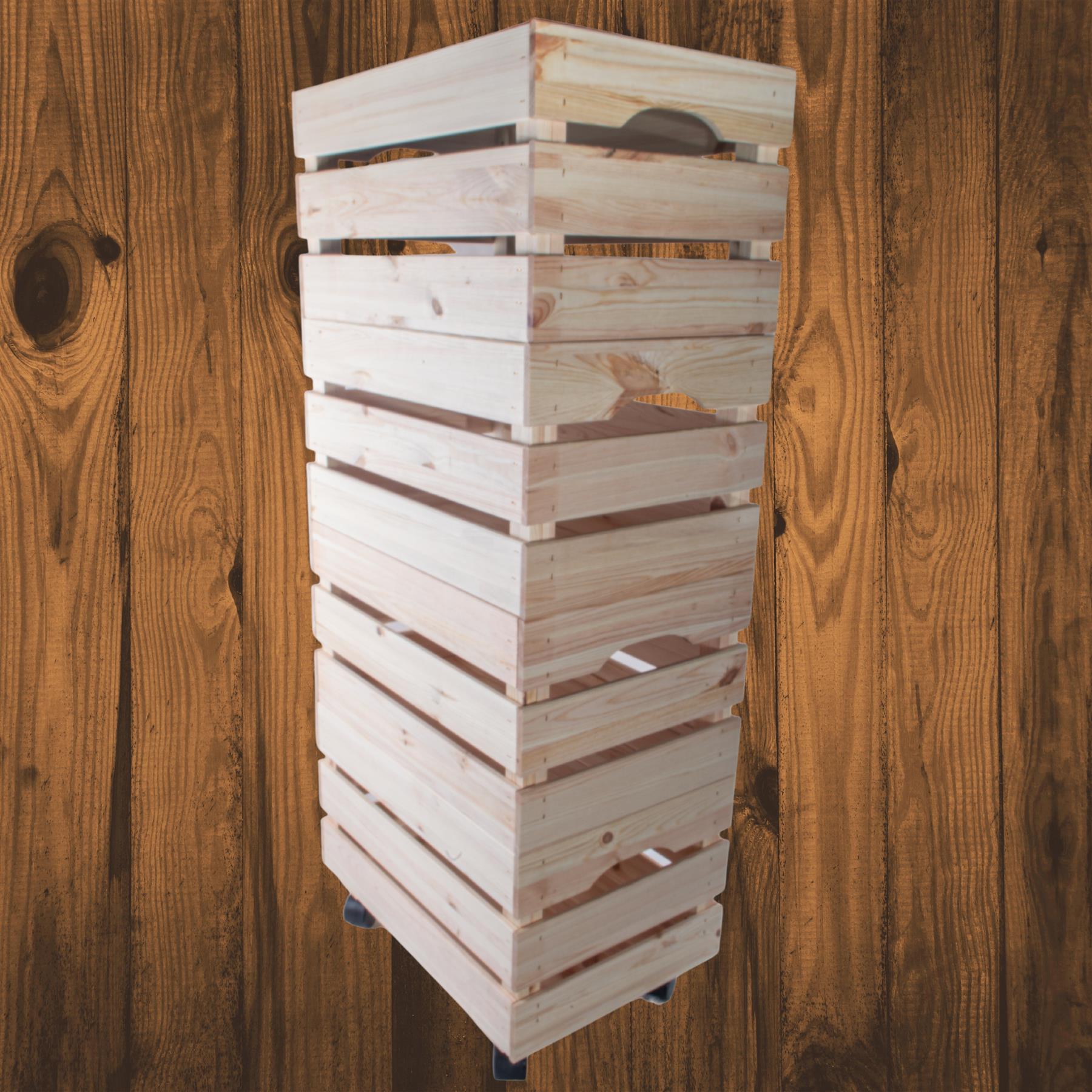 Large Wooden Crate With Wheels |1-4 Tier| Plain Pine Saving Space Storage Box - Picture 49 of 60