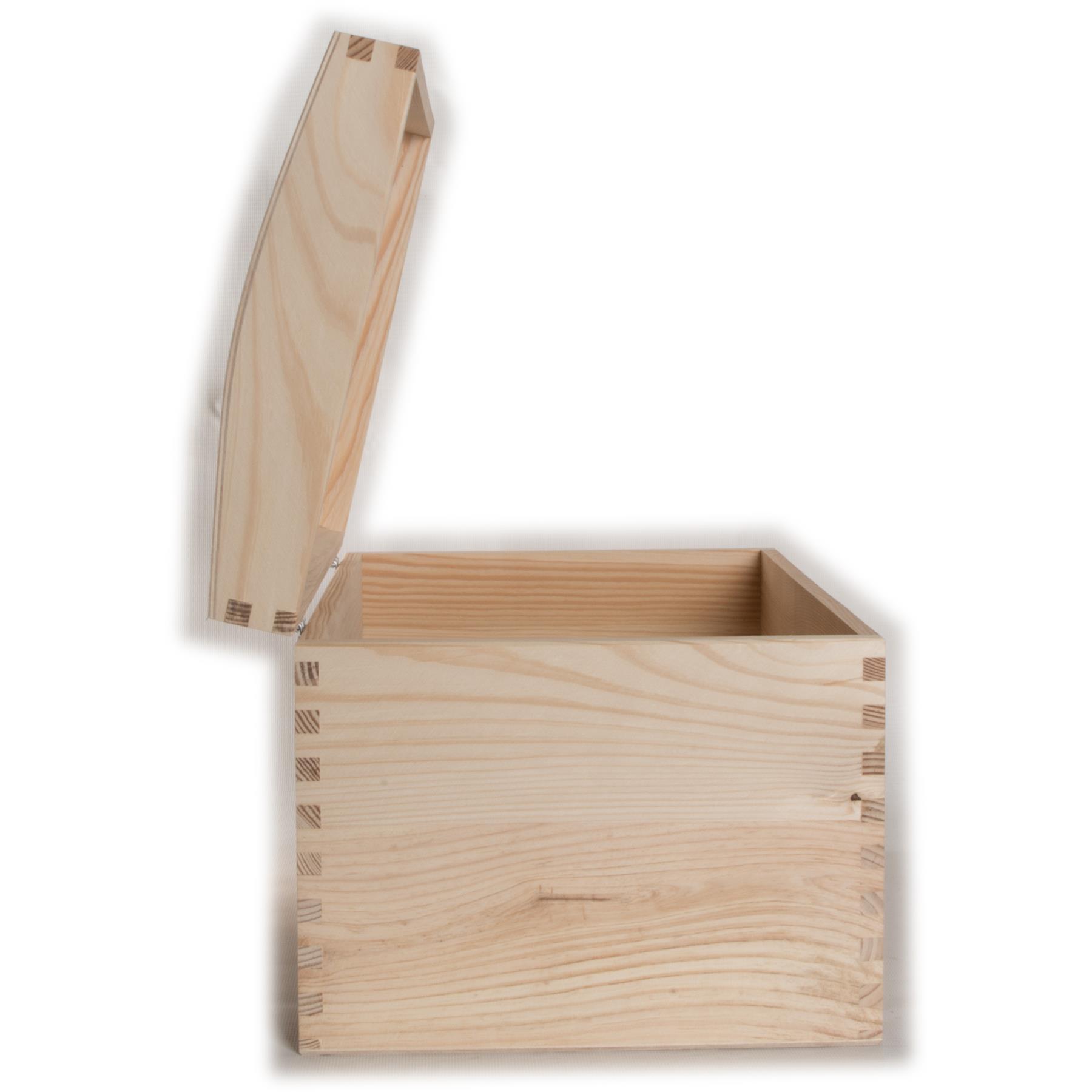 Plain Pine Wood Decorative Treasure Chest with Curved Lid Keepsake