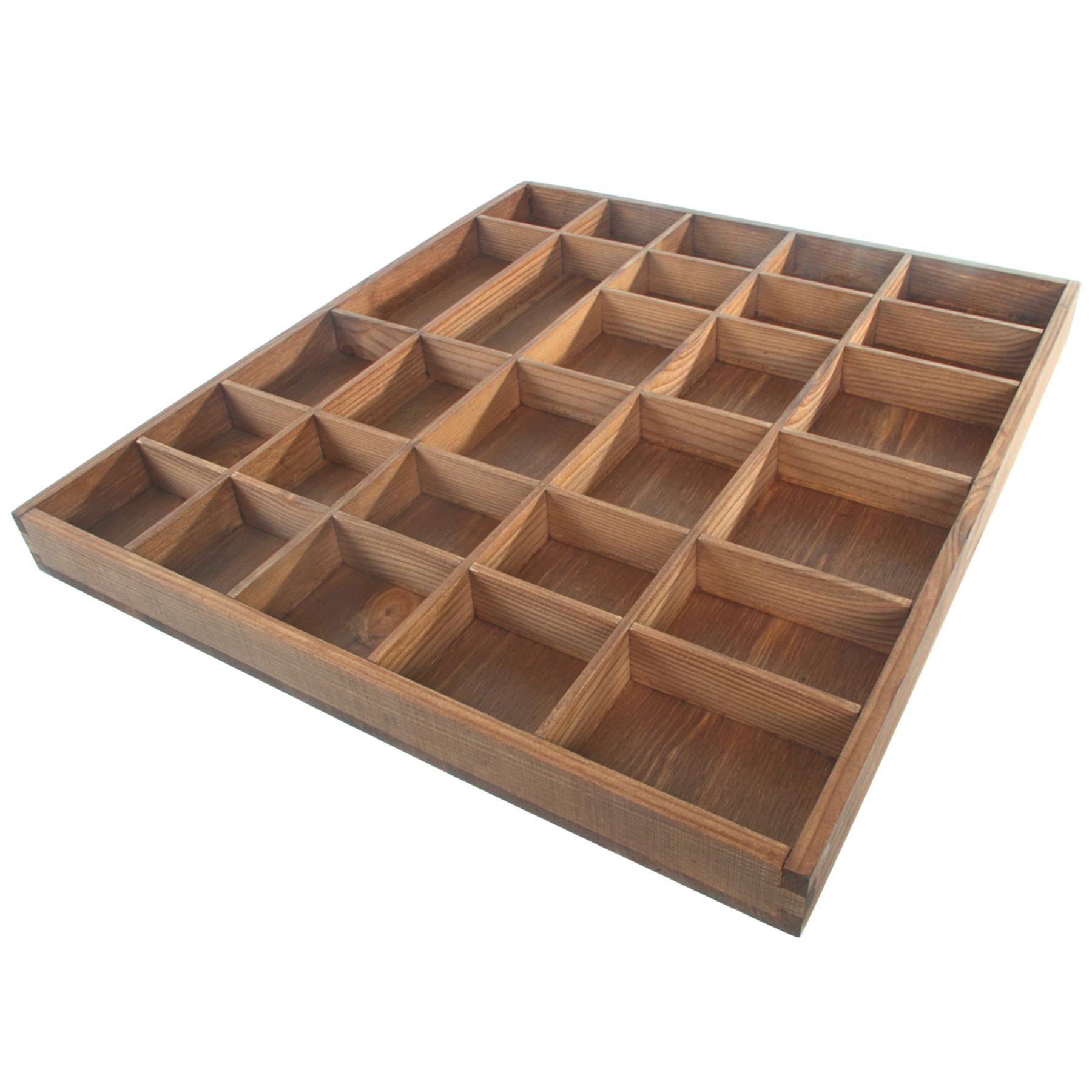 Wooden Display Cabinet Wall Trinket Shelf Tray 28 Compartments Choice of Colours - Picture 16 of 48