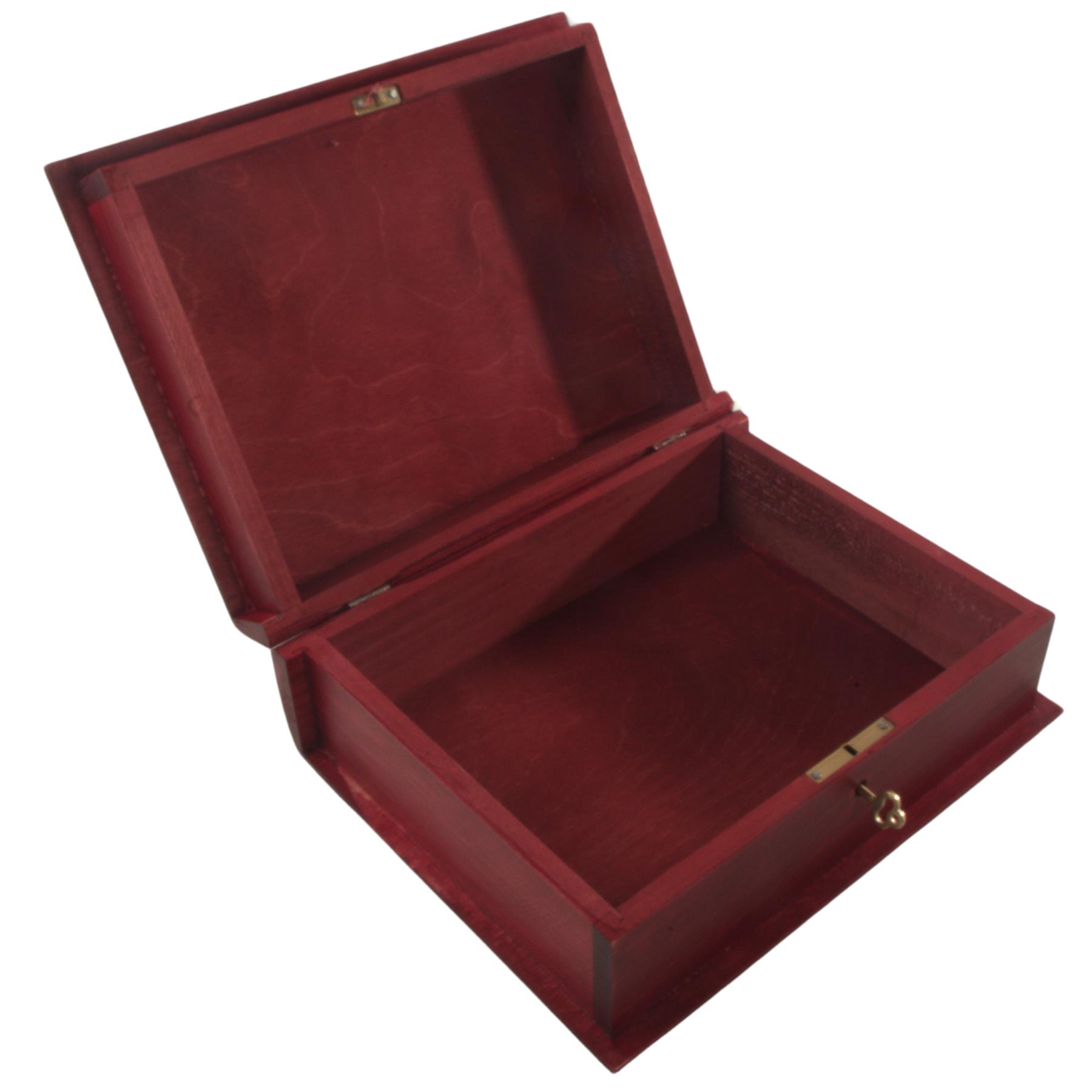 Hand-stained Deep Wooden Book Box Key Lockable Keepsake Jewellery Trinket Holder - Picture 20 of 33