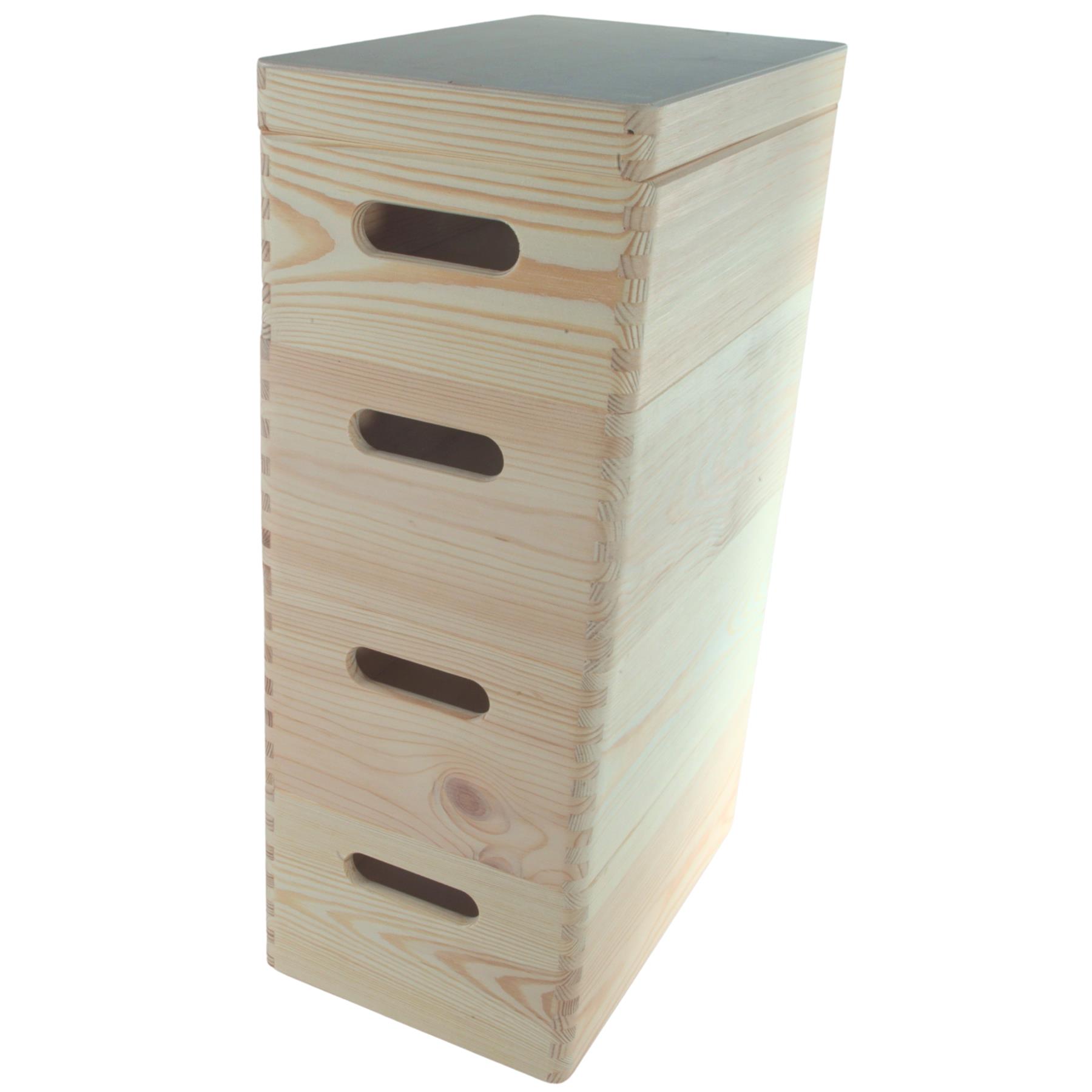 Wooden Stacking Storage Boxes Narrow Small Spaces Bathroom Kitchen Slim Crates - Picture 30 of 61