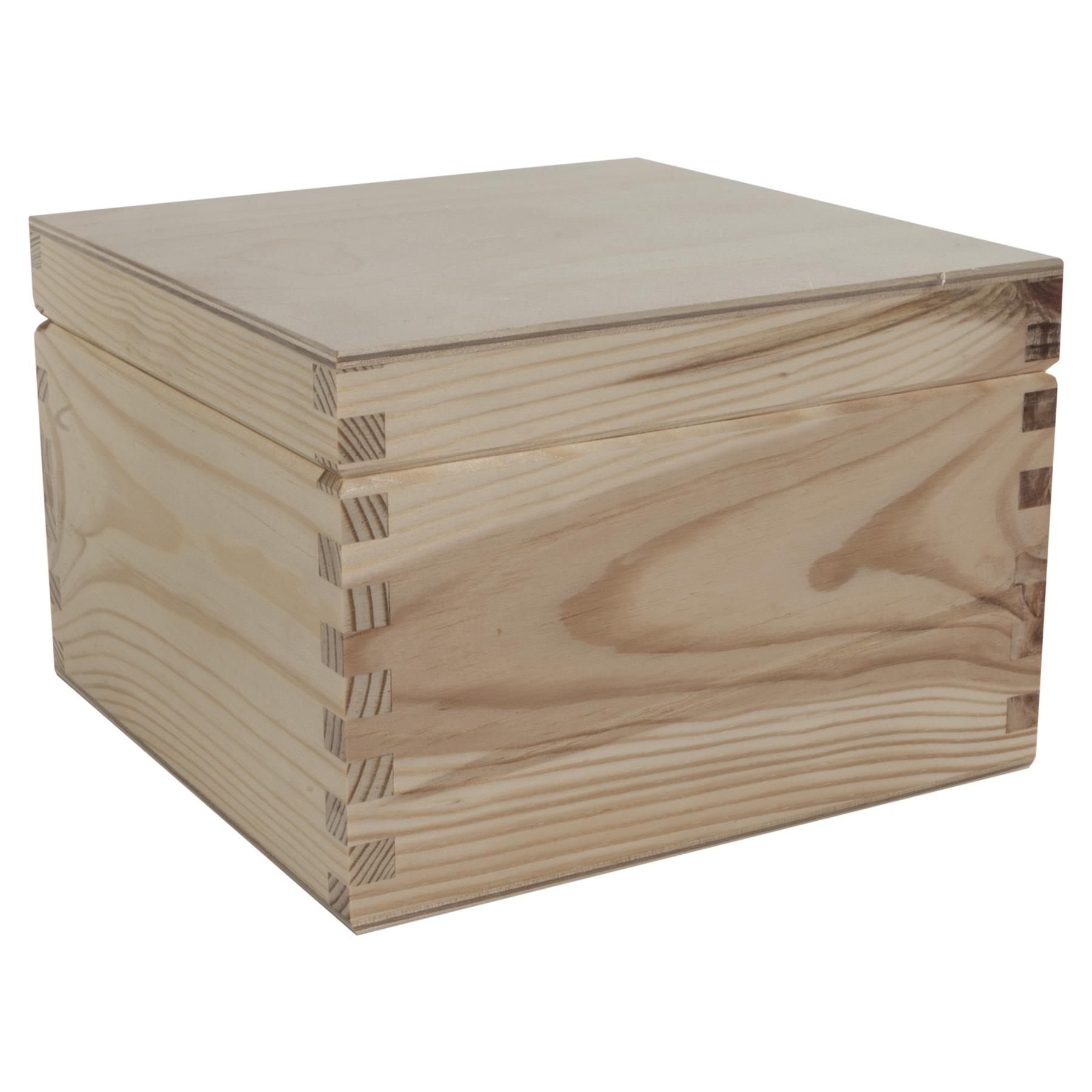 Square Wooden Lid Boxes | Plain Pine for Craft | Keepsake Trinket Memory Storage - Picture 116 of 238