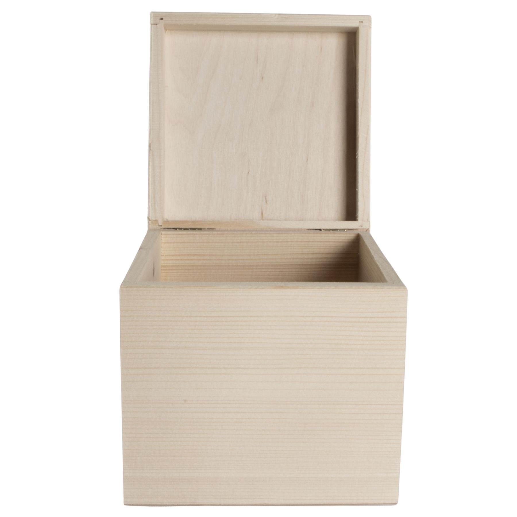 Square Wooden Lid Boxes | Plain Pine for Craft | Keepsake Trinket Memory Storage - Picture 140 of 238