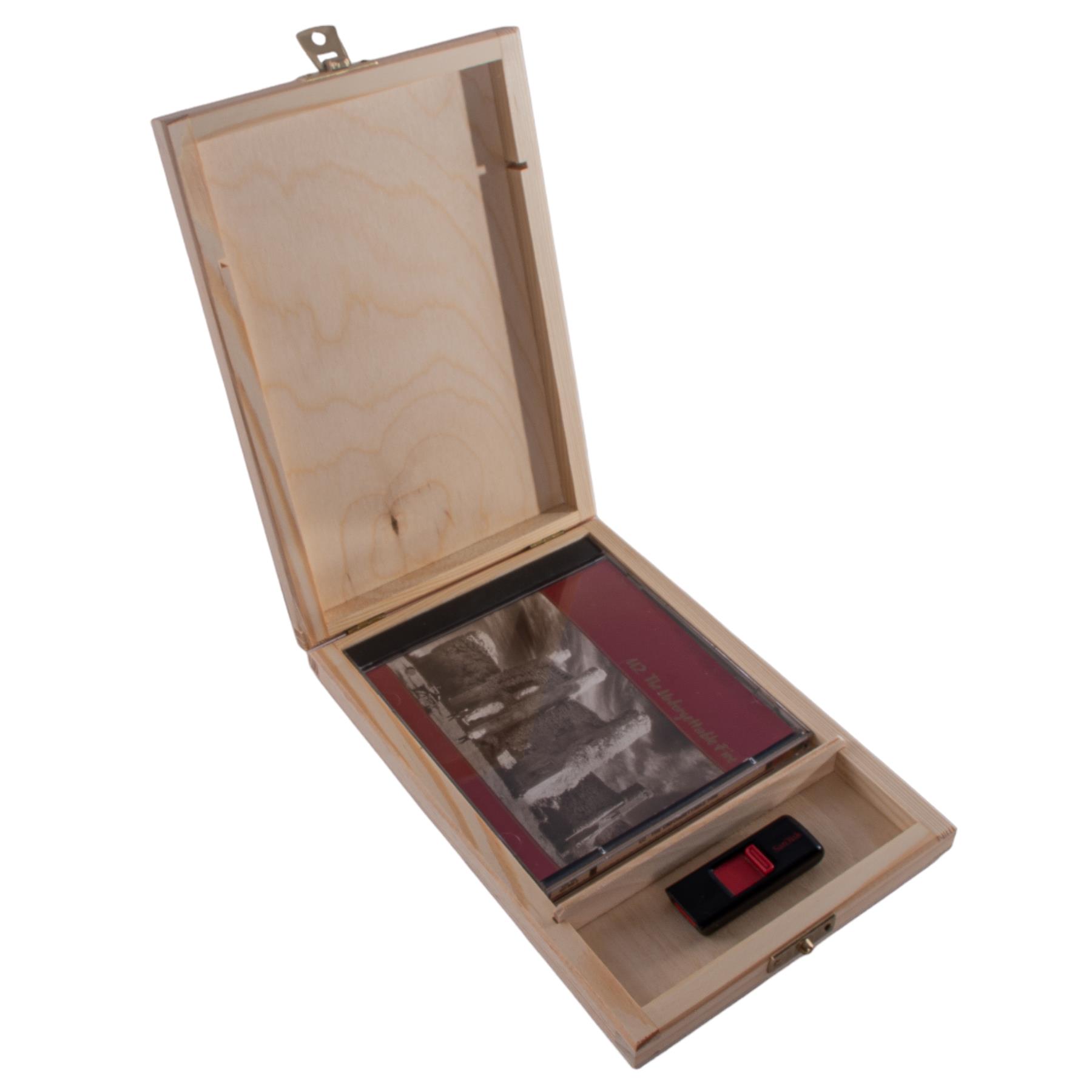 Caja de CD de madera y memoria USB de dos compartimentos | Idea de regalo | Madera artesanal pintable - Imagen 5 de 25