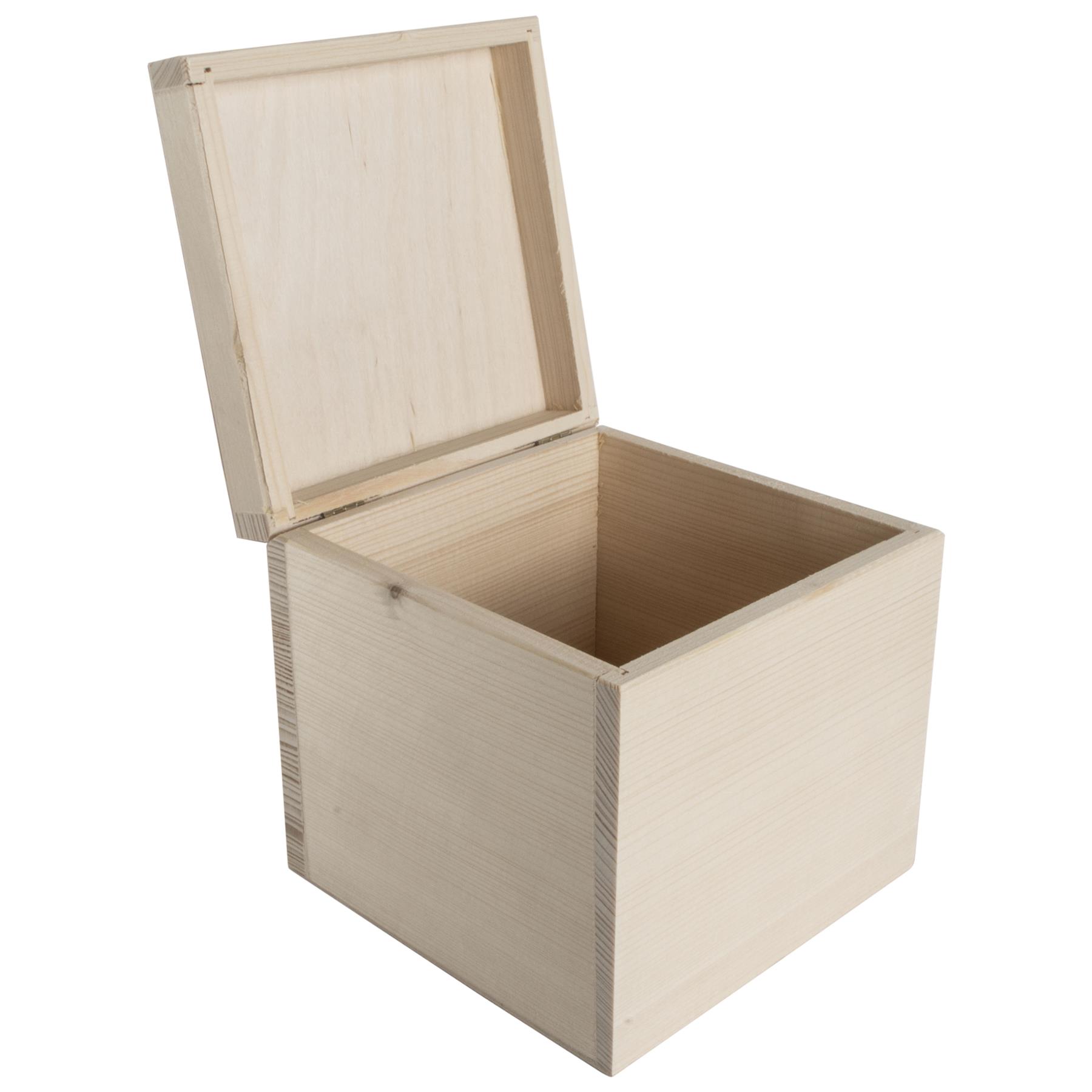 Square Wooden Lid Boxes | Plain Pine for Craft | Keepsake Trinket Memory Storage - Picture 132 of 238
