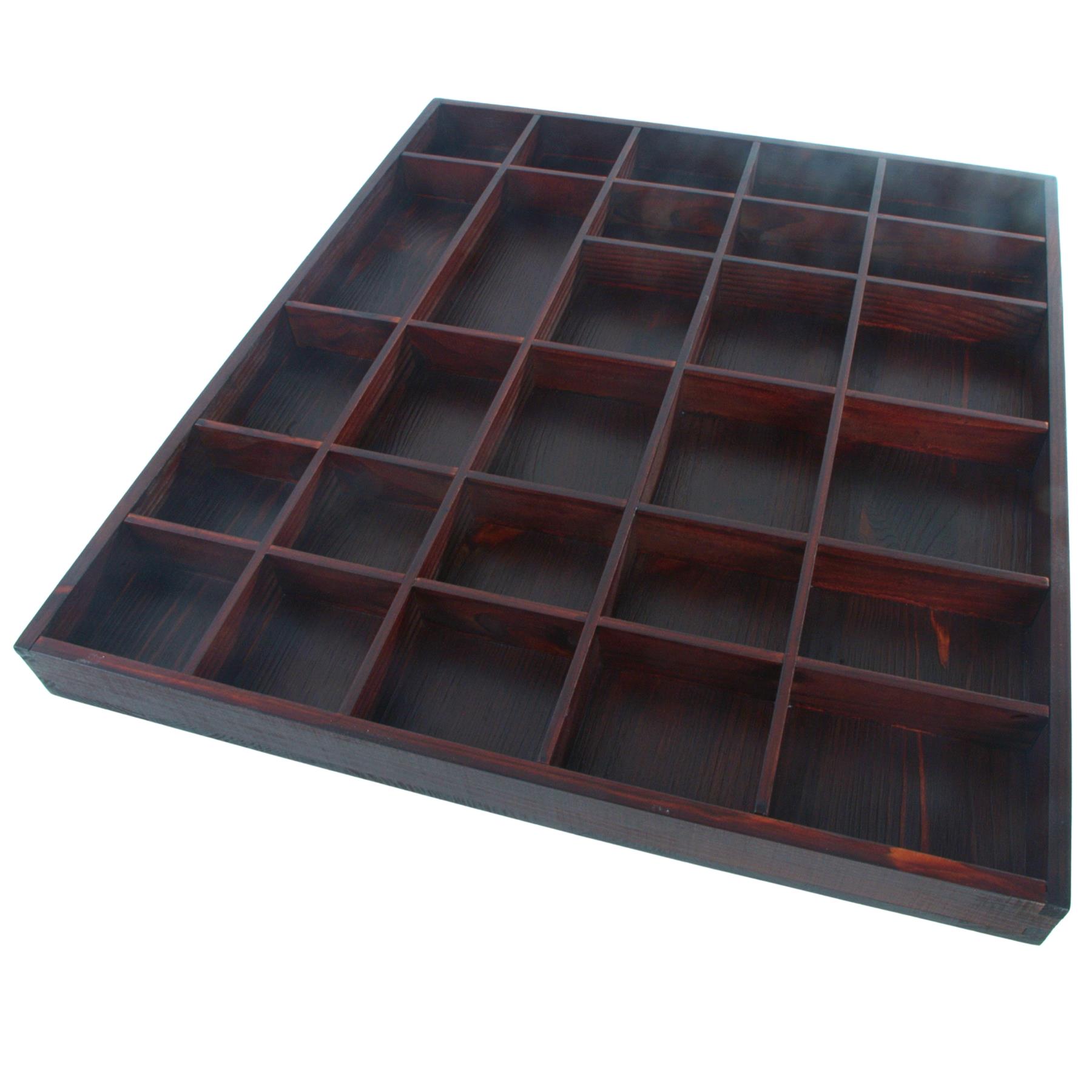 Wooden Display Cabinet Wall Trinket Shelf Tray 28 Compartments Choice of Colours - Picture 47 of 48