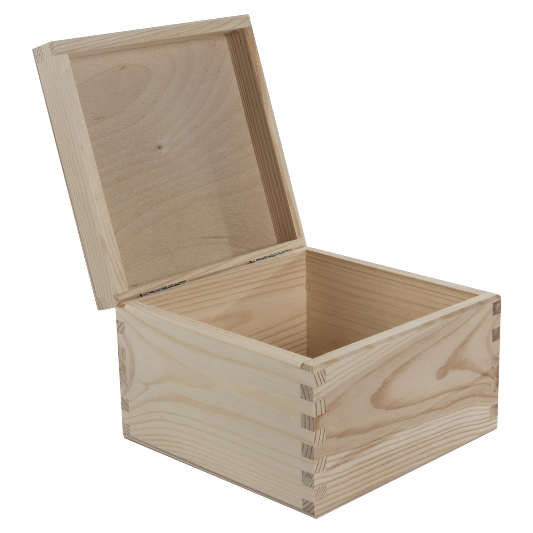 Square Wooden Lid Boxes | Plain Pine for Craft | Keepsake Trinket Memory Storage - Picture 118 of 238