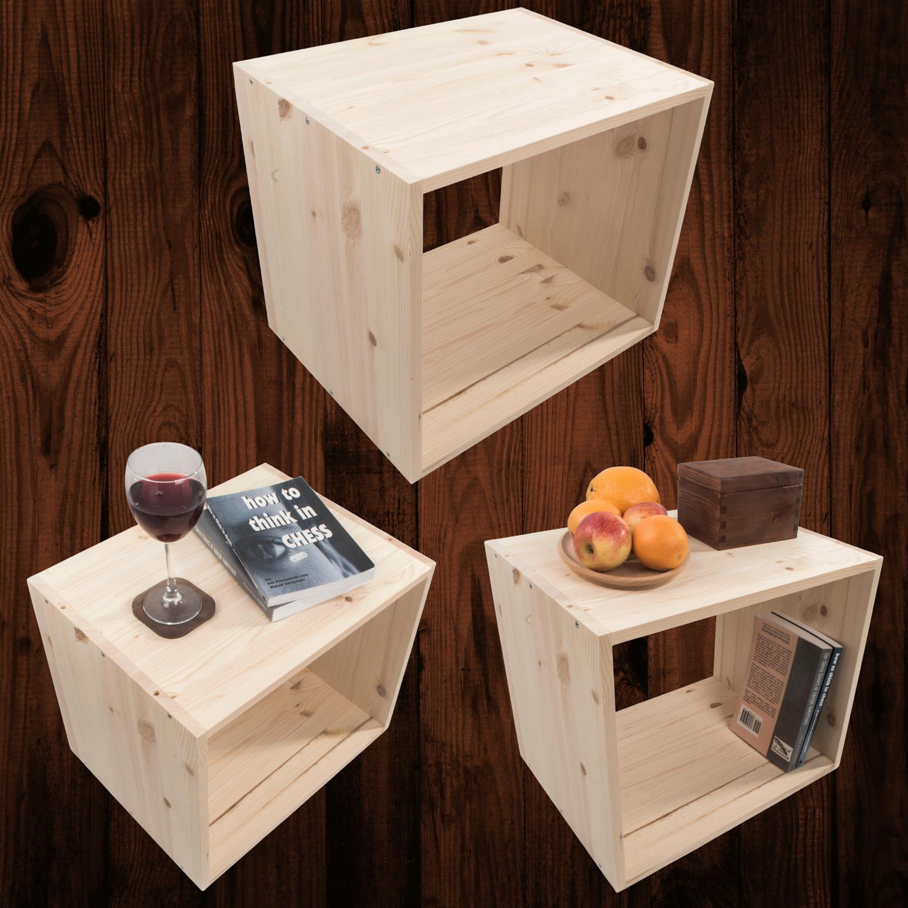 Almacenamiento de exhibición de estantería de madera de 1-4 niveles / pino sin pintar / madera natural - Imagen 60 de 60