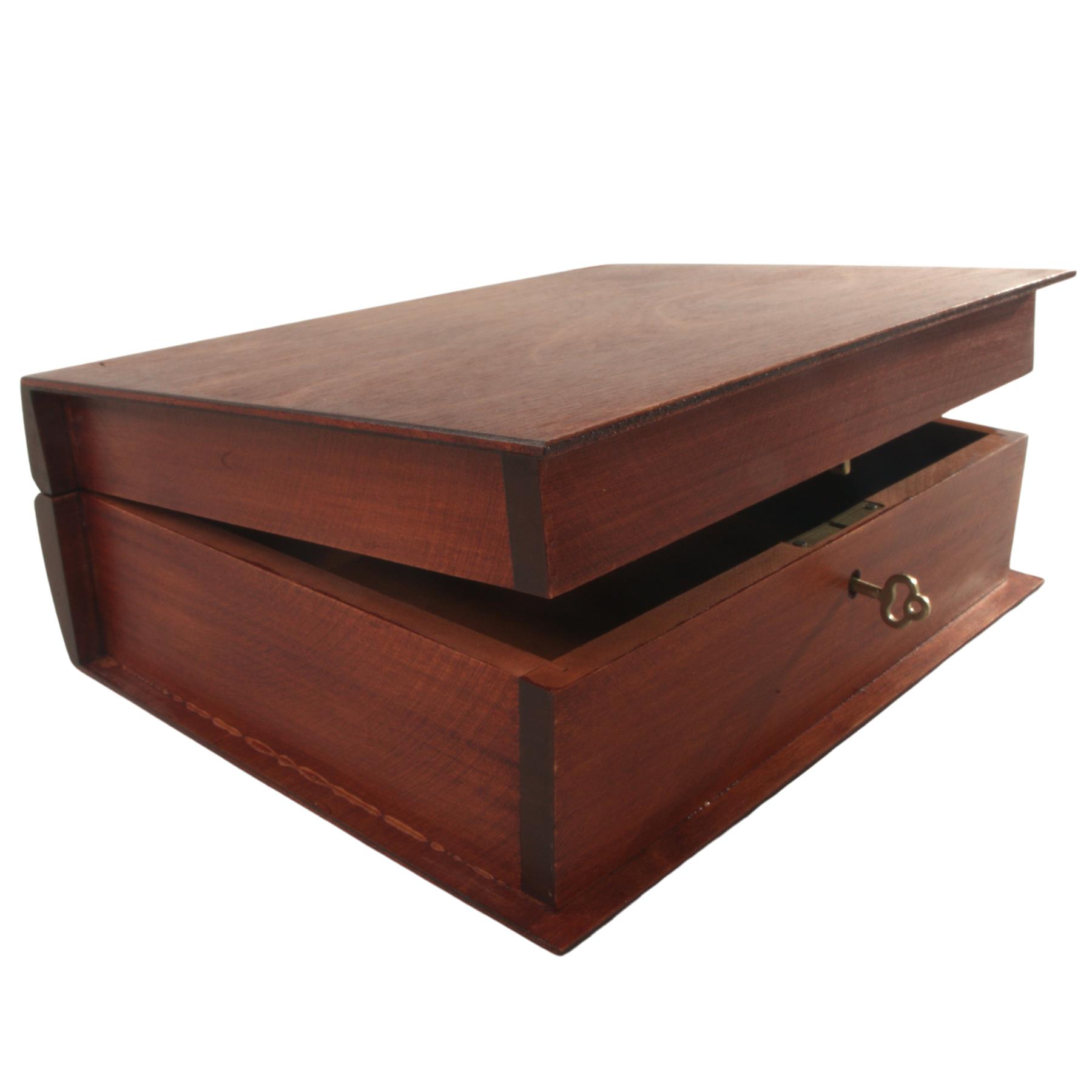 Hand-stained Deep Wooden Book Box Key Lockable Keepsake Jewellery Trinket Holder - Picture 30 of 33