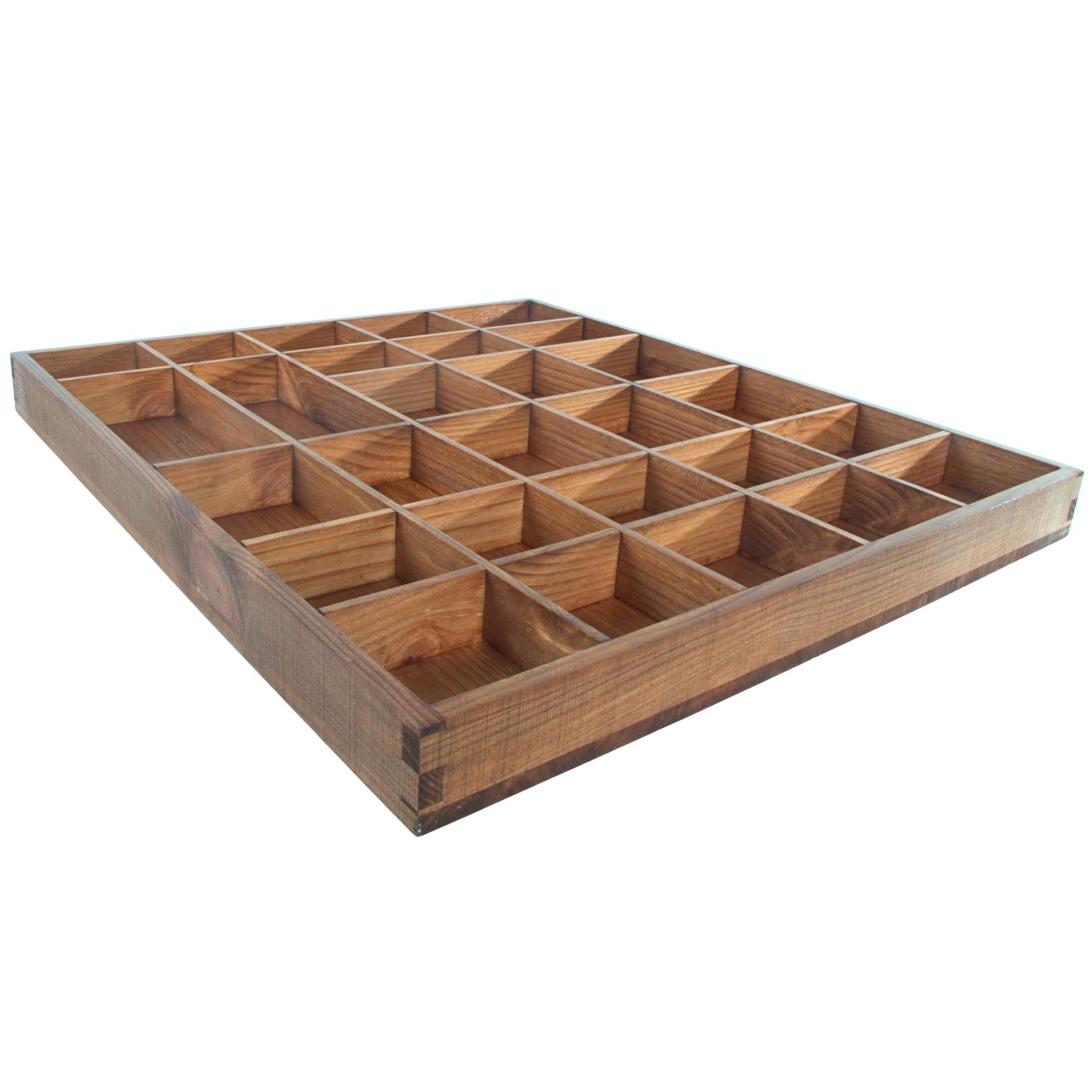 Wooden Display Cabinet Wall Trinket Shelf Tray 28 Compartments Choice of Colours - Picture 22 of 48