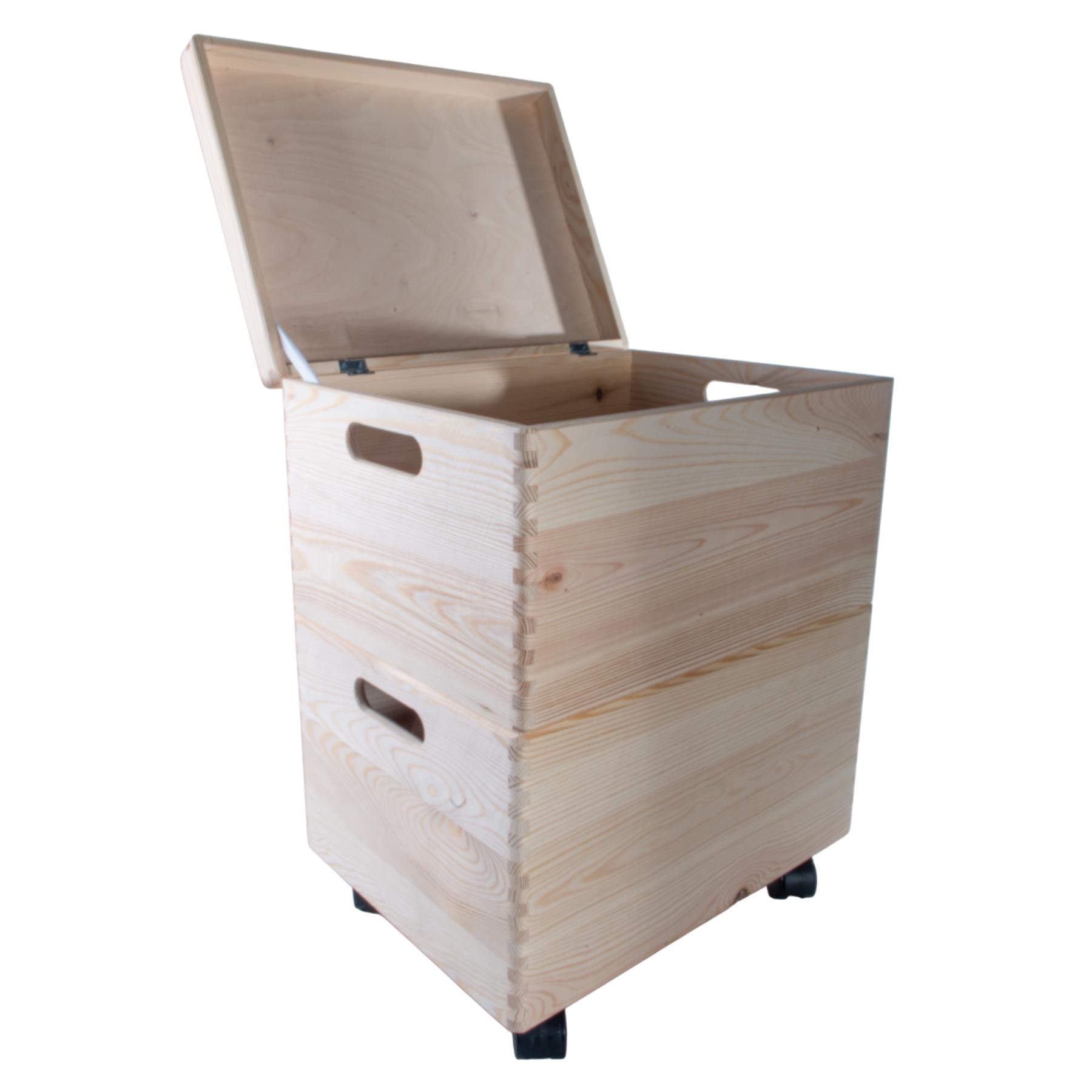 Grandes cajas de madera apilables con asas de tapa ruedas - Imagen 13 de 68