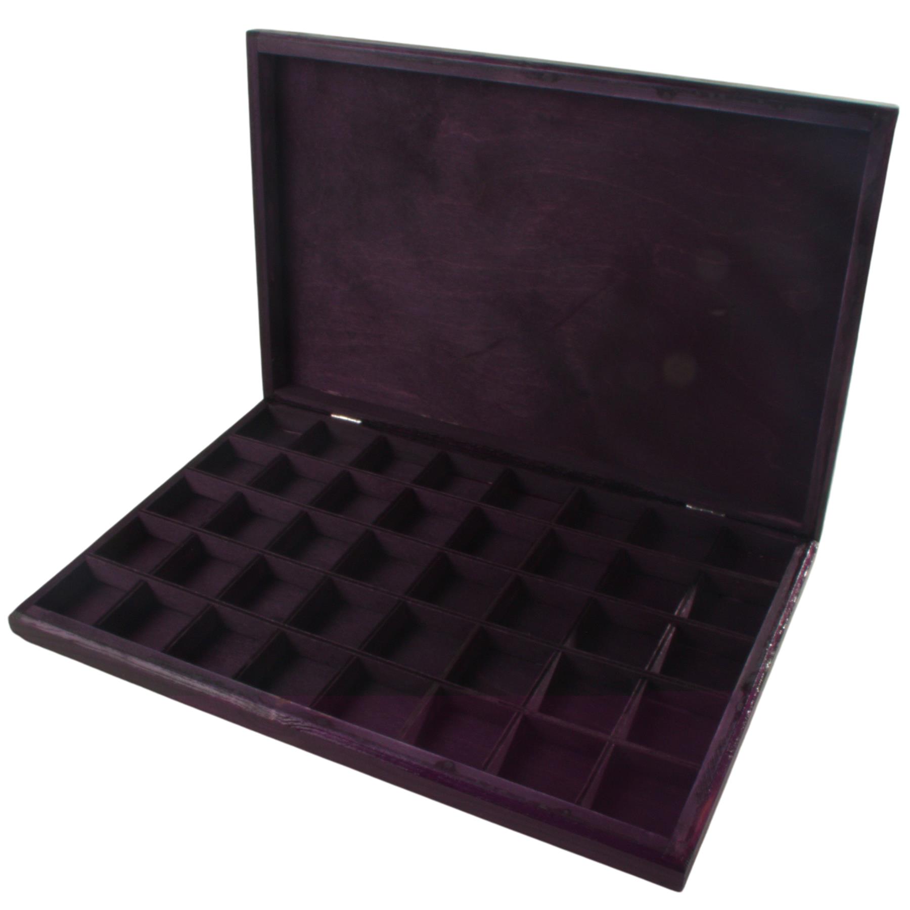 Hand-stained Wooden 40 Compartments Shallow Boxes for Gems Beads Jewellery - Picture 42 of 60