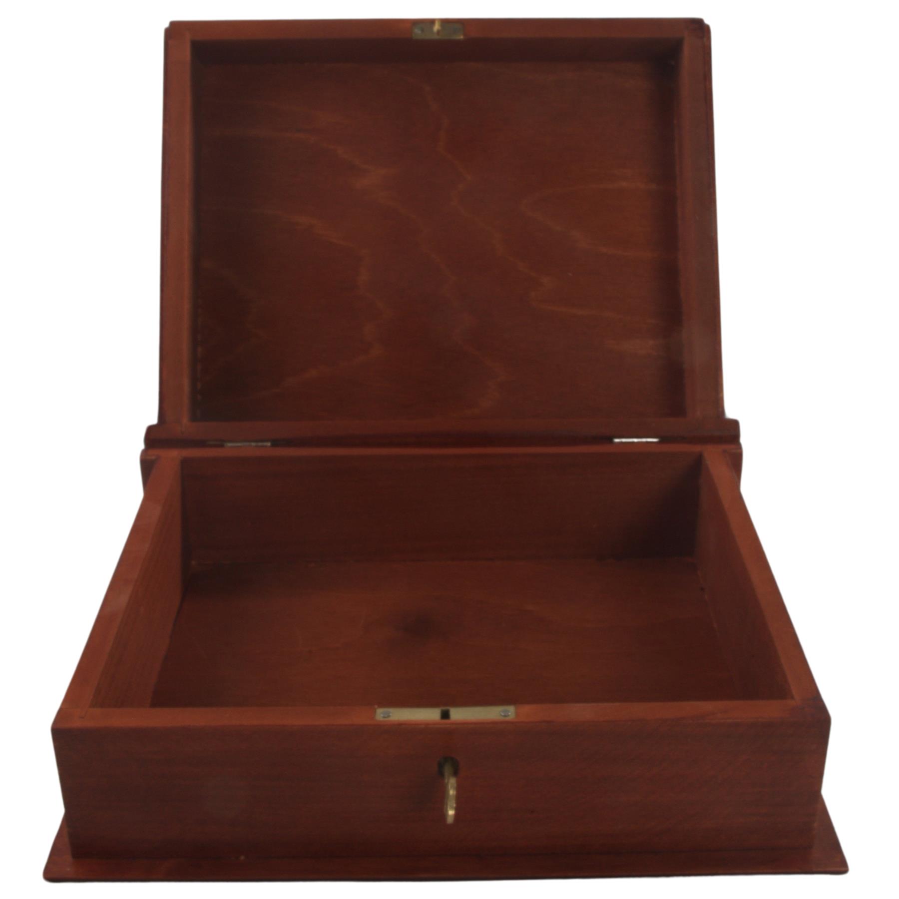 Hand-stained Deep Wooden Book Box Key Lockable Keepsake Jewellery Trinket Holder - Picture 31 of 33