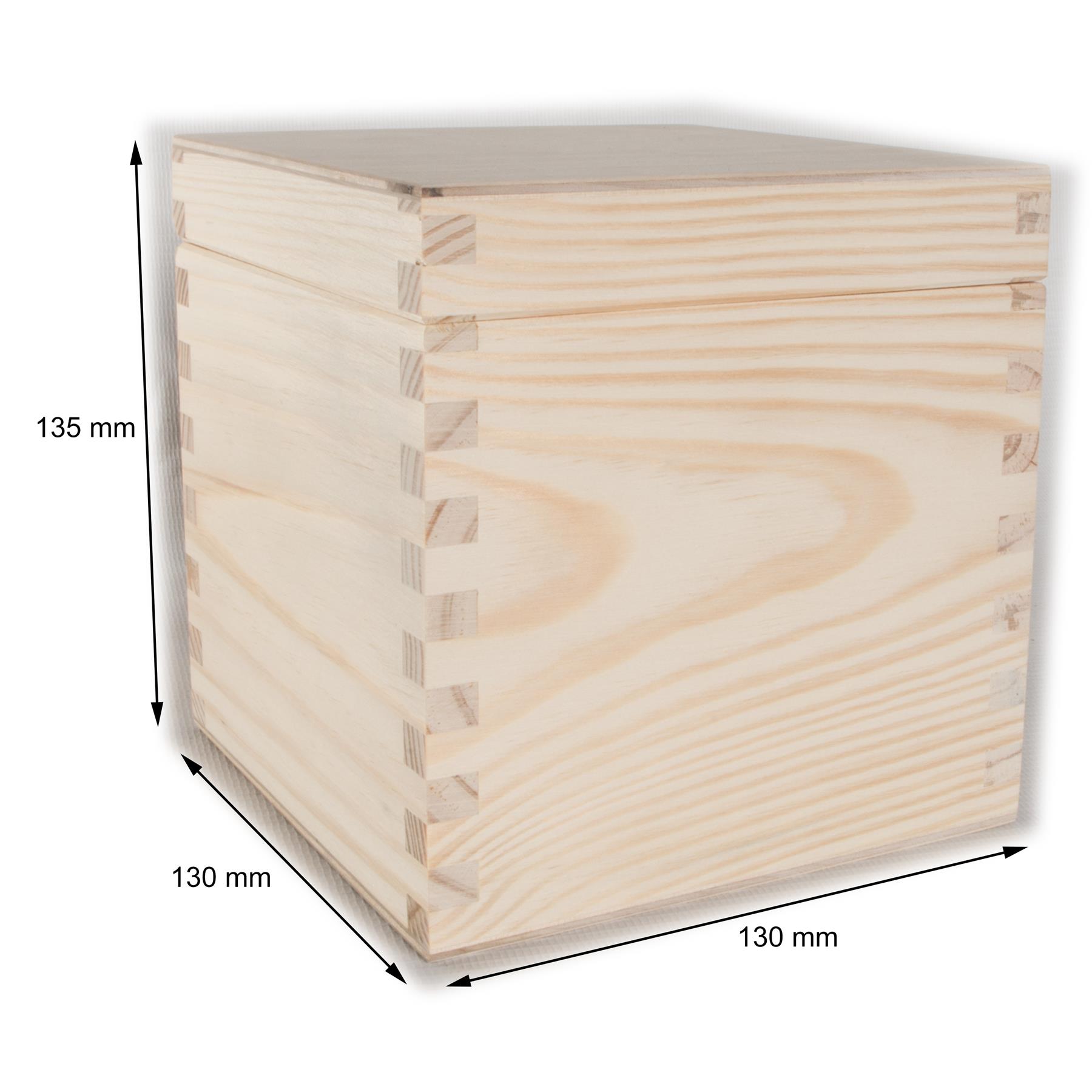 Square Wooden Lid Boxes | Plain Pine for Craft | Keepsake Trinket Memory Storage - Picture 69 of 238